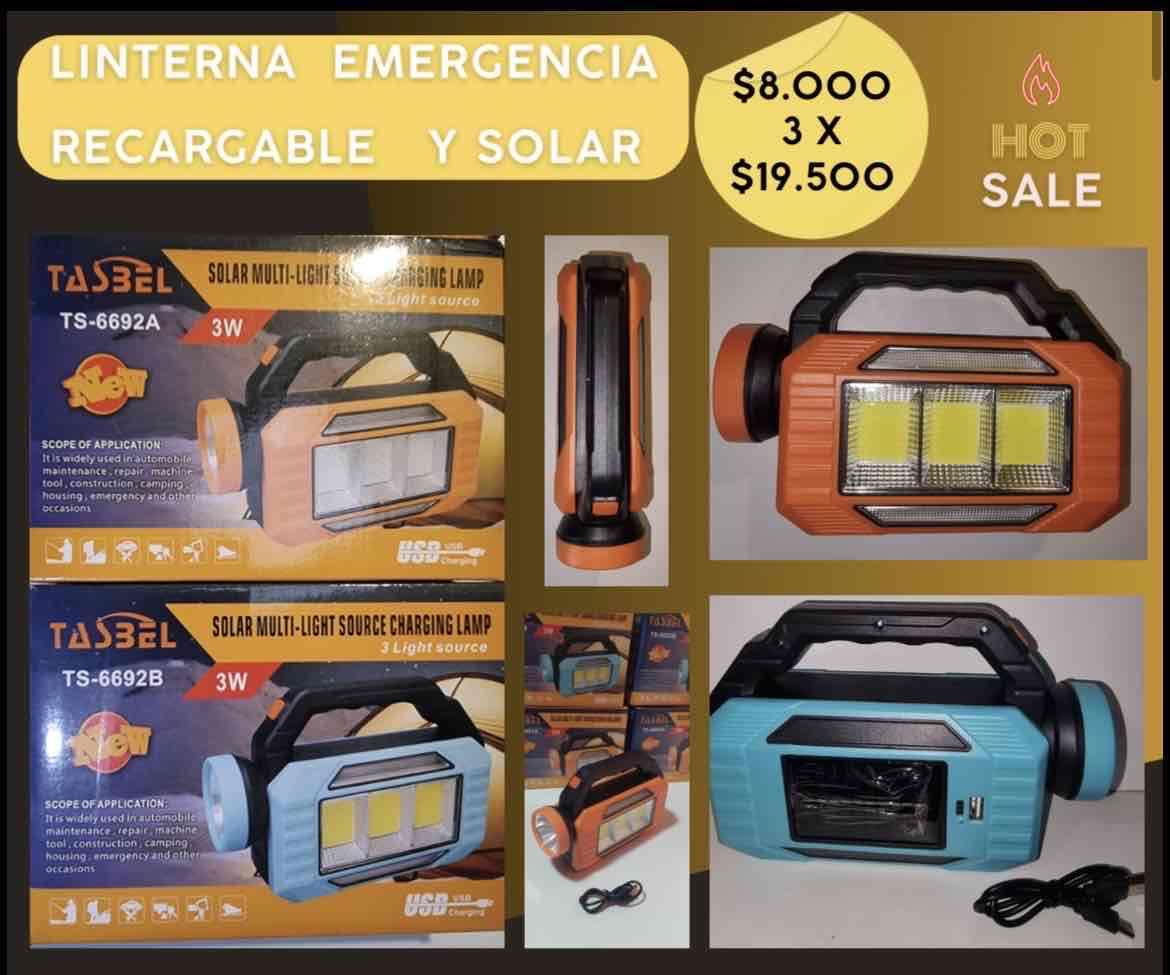 Linterna recargable solar de emergencia