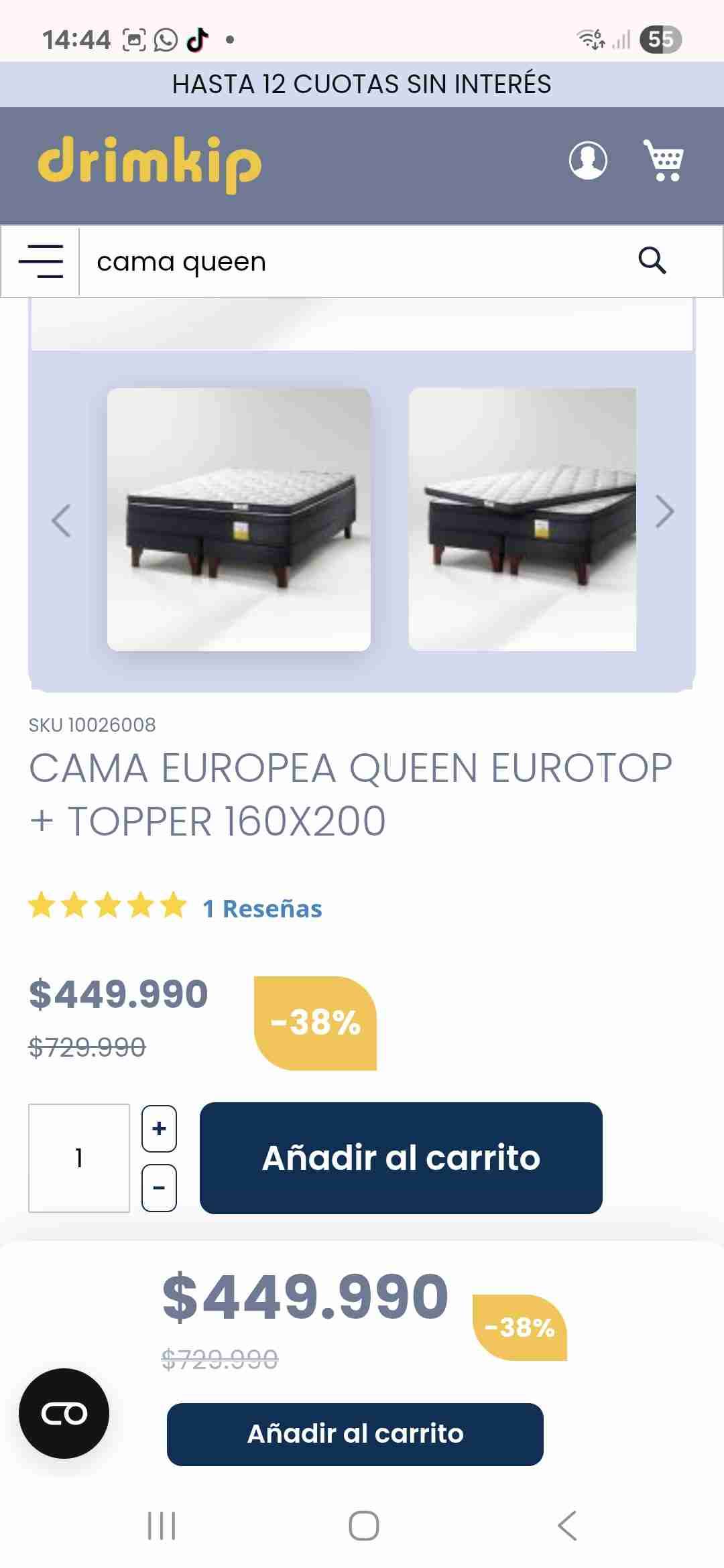 Cama Europea Queen Eurotop - miniatura 1