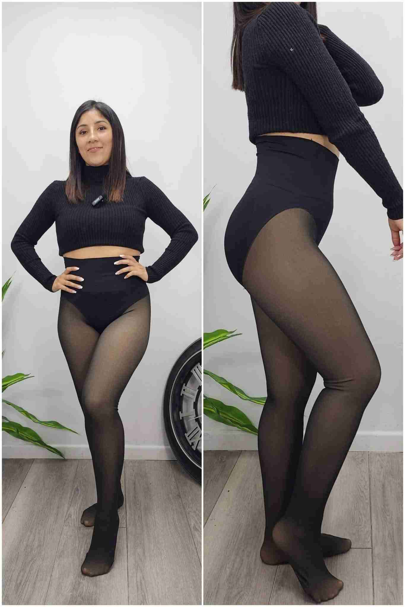 Pantys negras transparentes efecto piel - 1