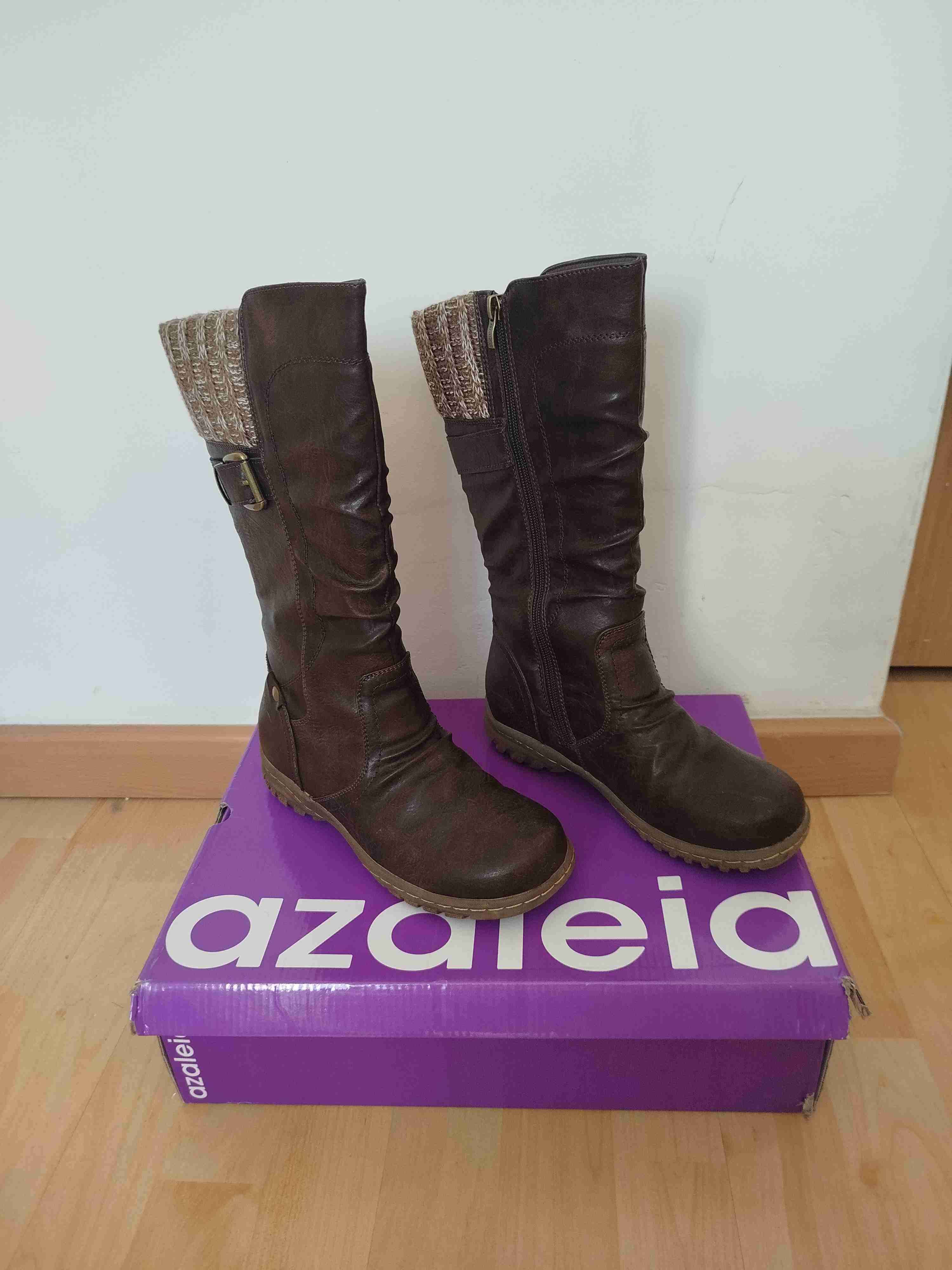 Botas marrones con detalle tejido - miniatura 2