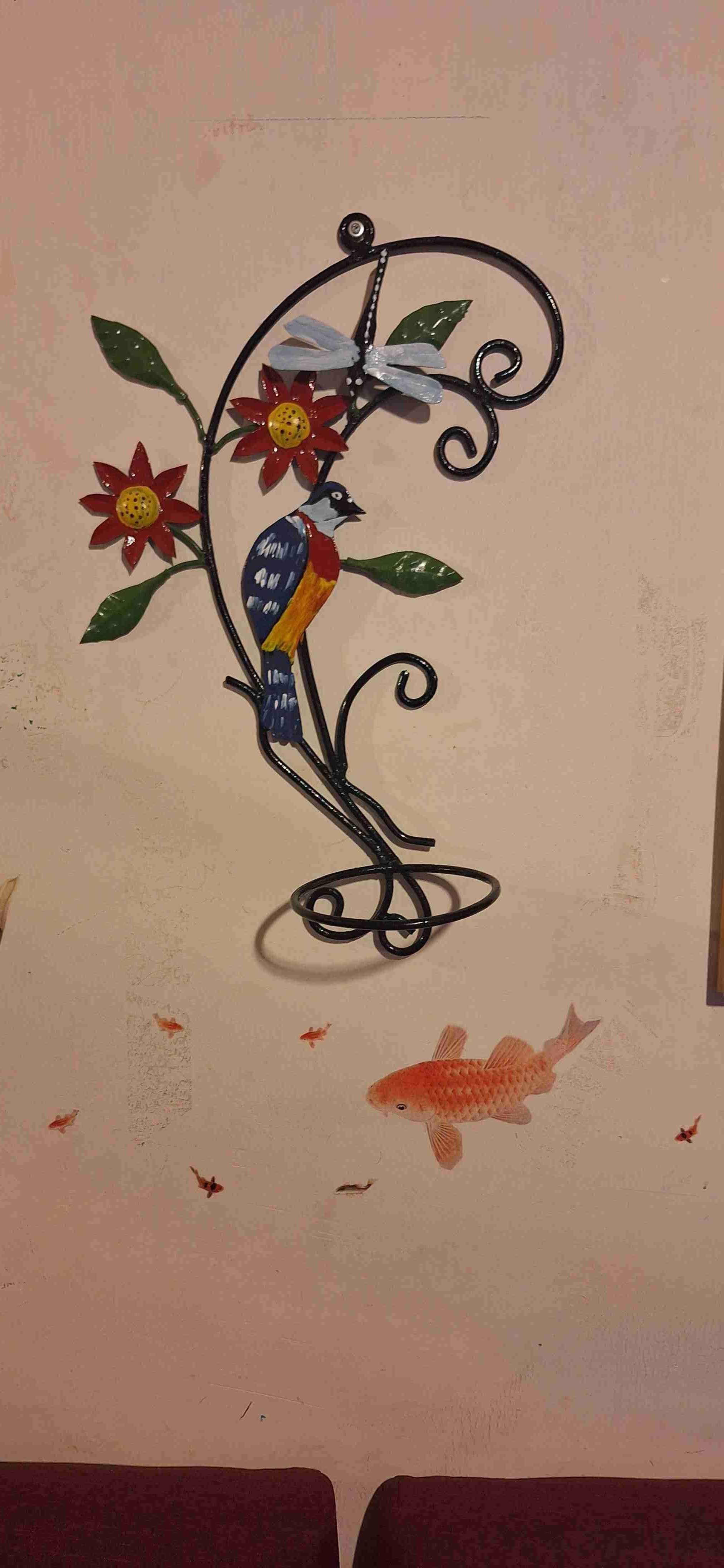 Decoración de pared con pájaro y flores - miniatura 1