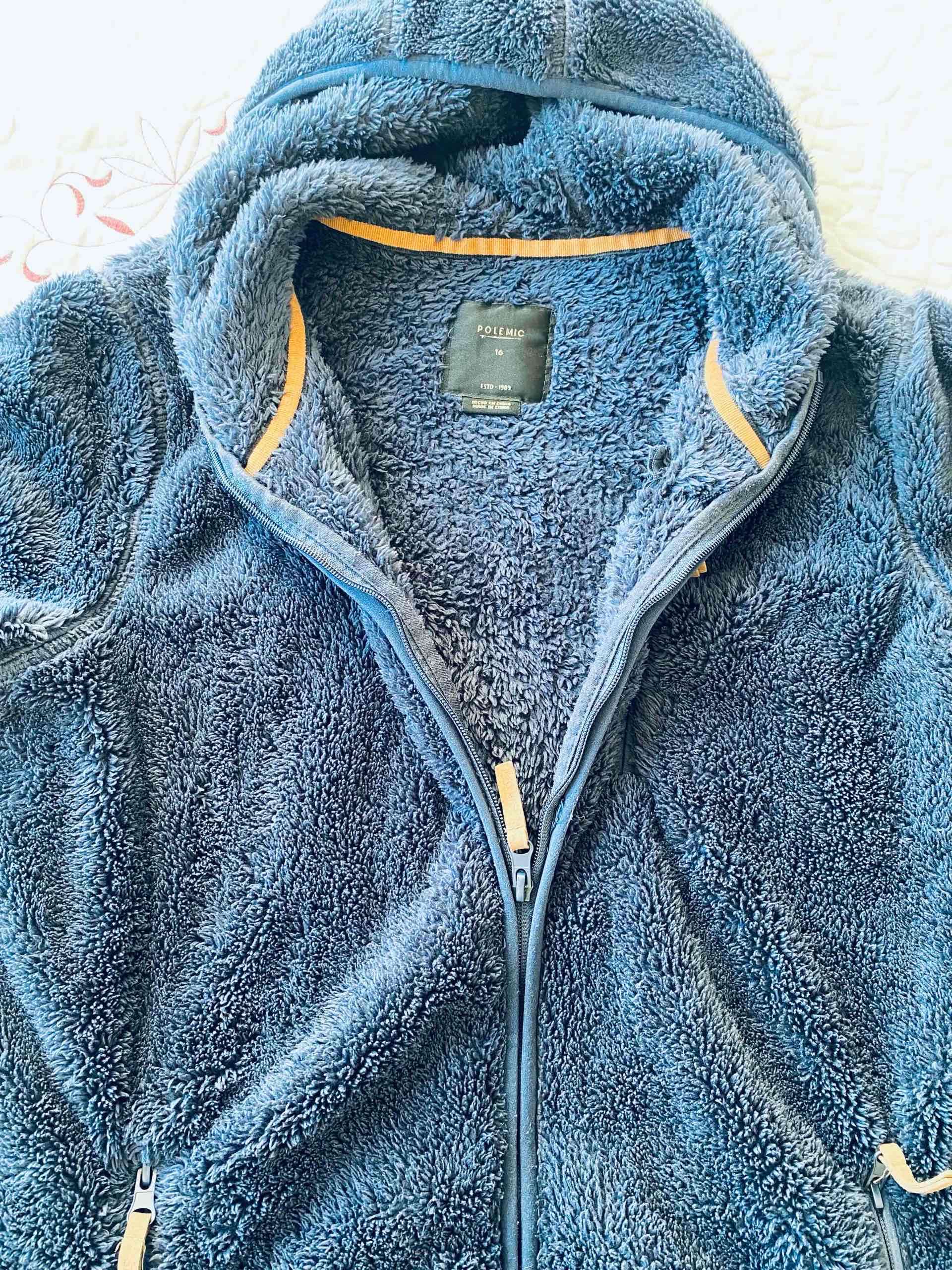 Poleron sherpa azul con capucha - miniatura 2