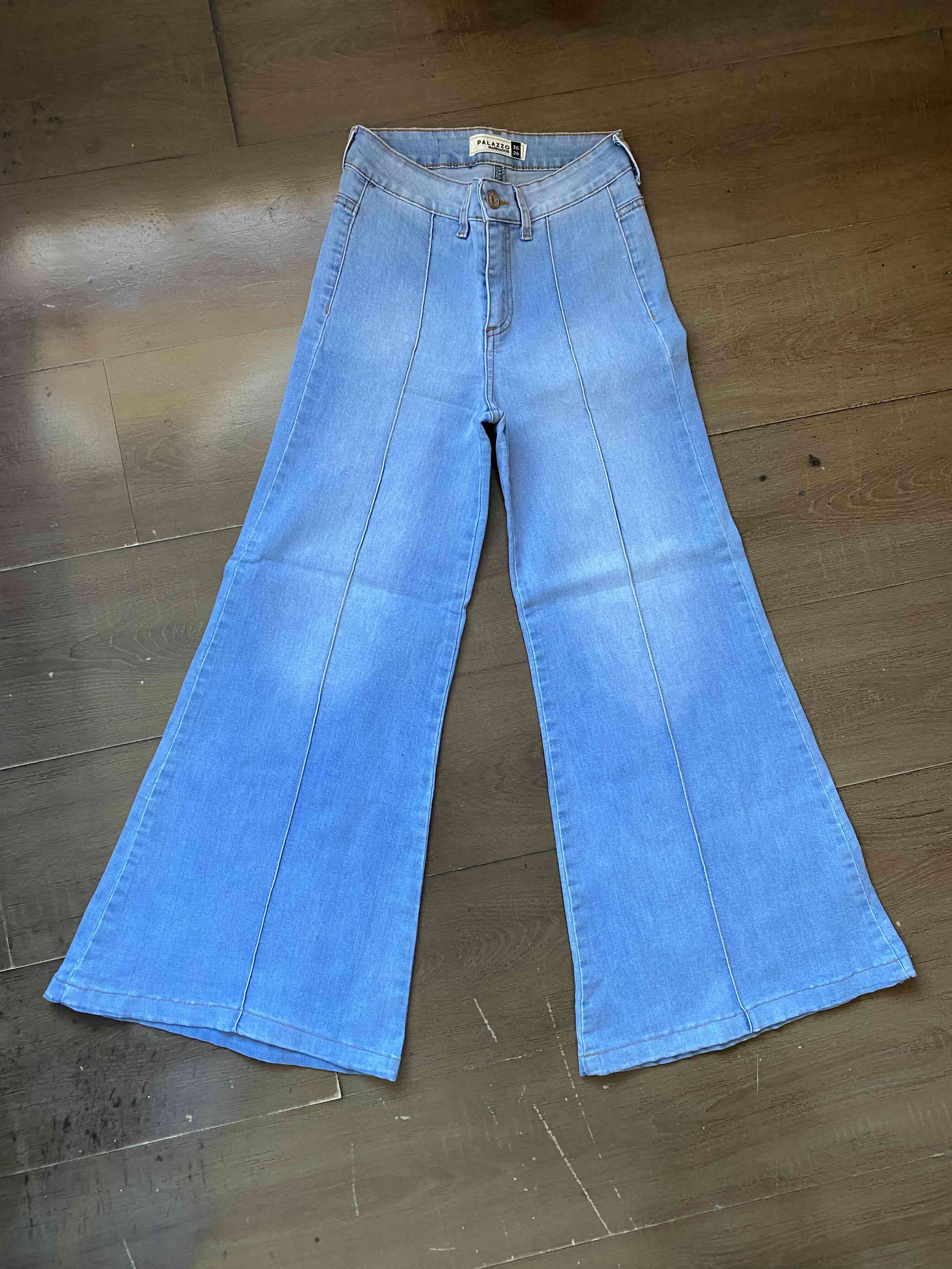 Jeans palazzo celeste - miniatura 2