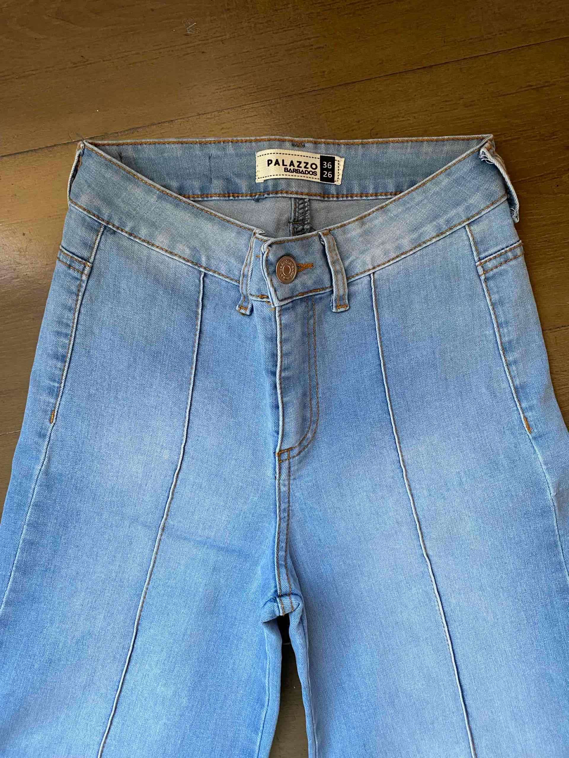 Jeans palazzo celeste - miniatura 3