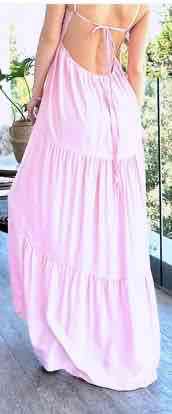 Vestido maxi dress largo rosa claro talla estandar - miniatura 2