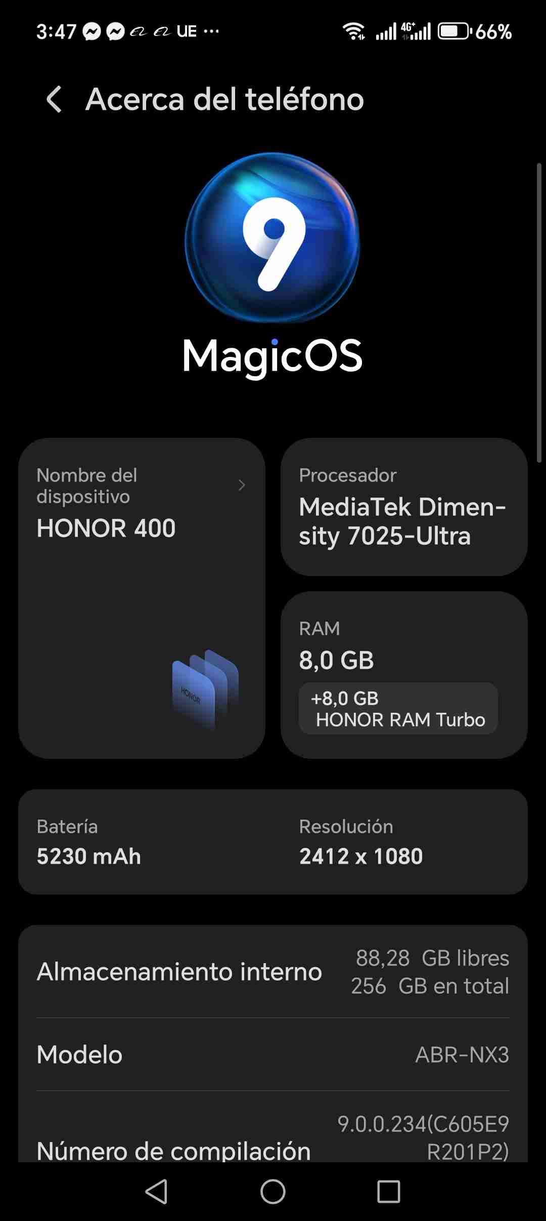 Celular Honor 400 Lite color negro - 3