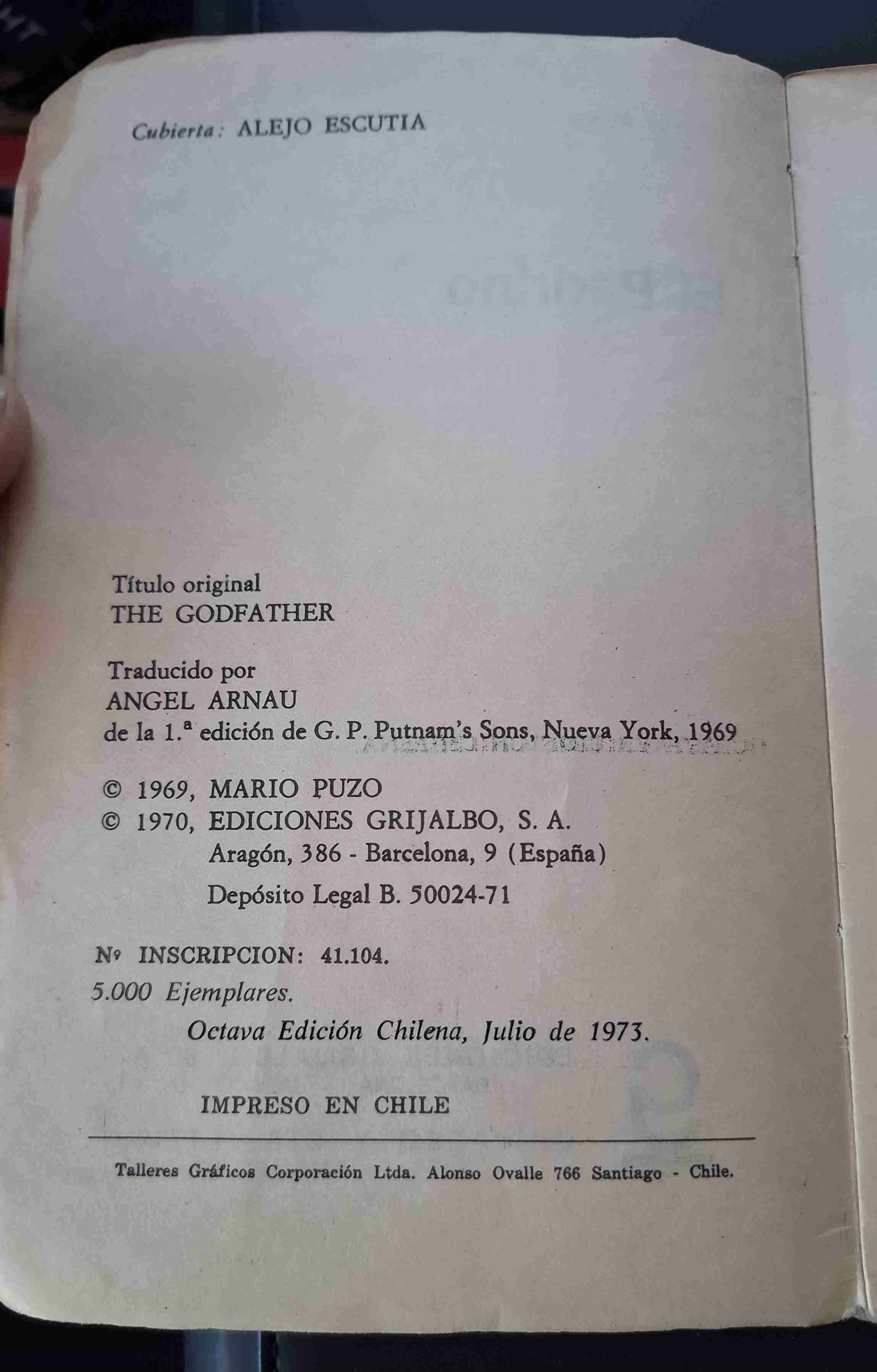 Libro El Padrino - Mario Puzo edición 1973 - 3