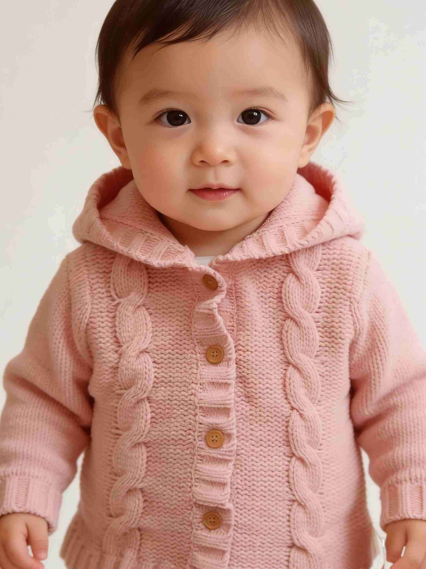 Chaqueta rosada de lana para niña con brillos - miniatura 2