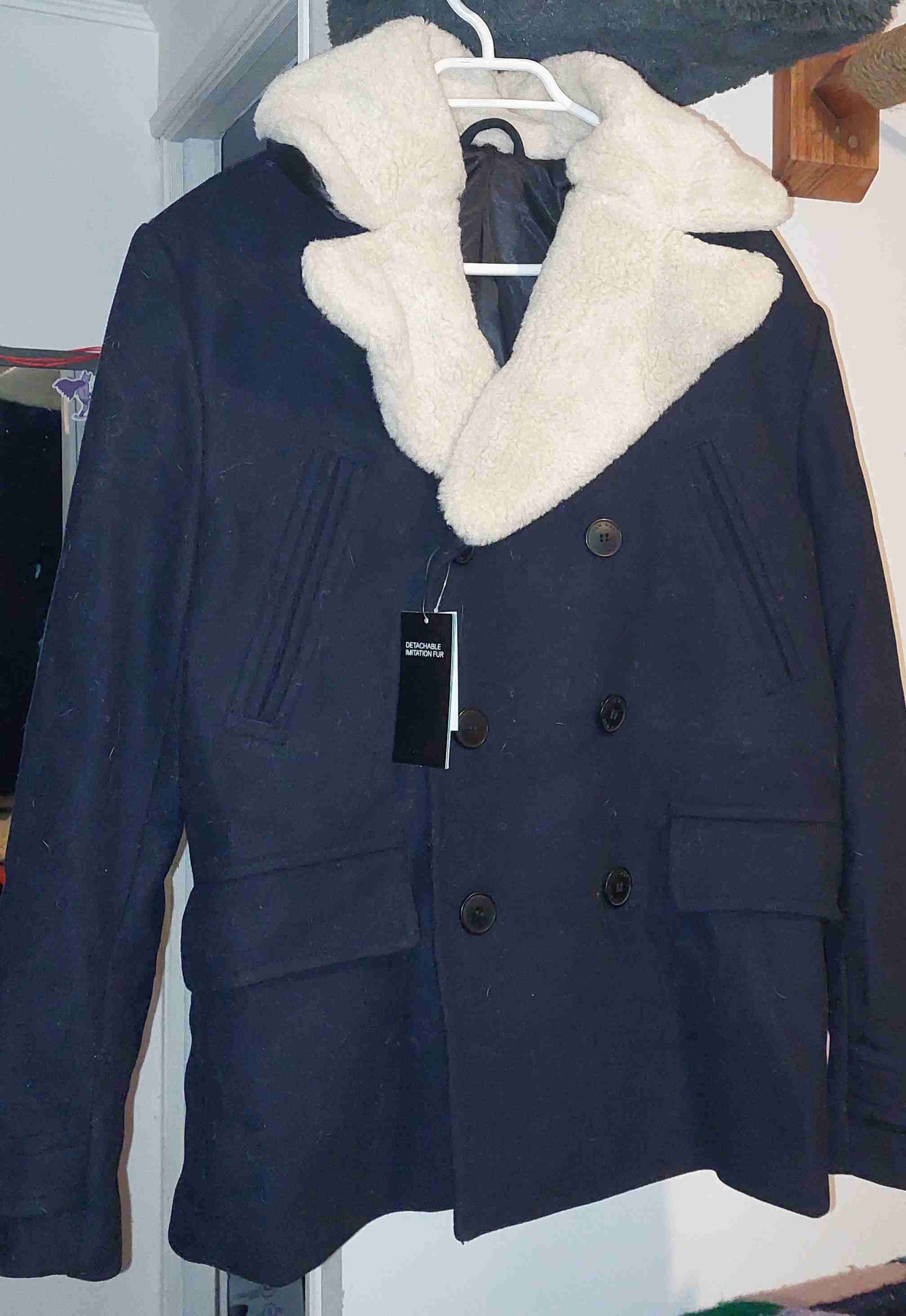 Abrigo azul marino con forro de lana desmontable - miniatura 3