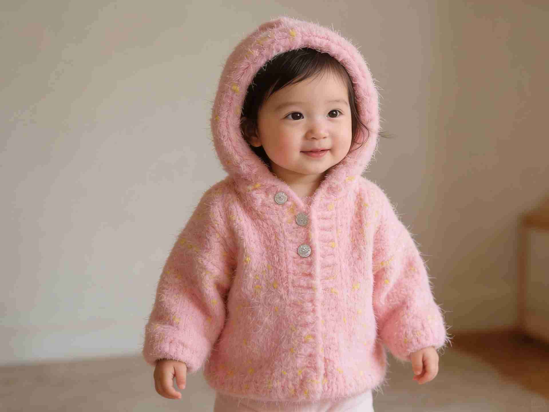 Abrigo rosa con capucha infantil - miniatura 2