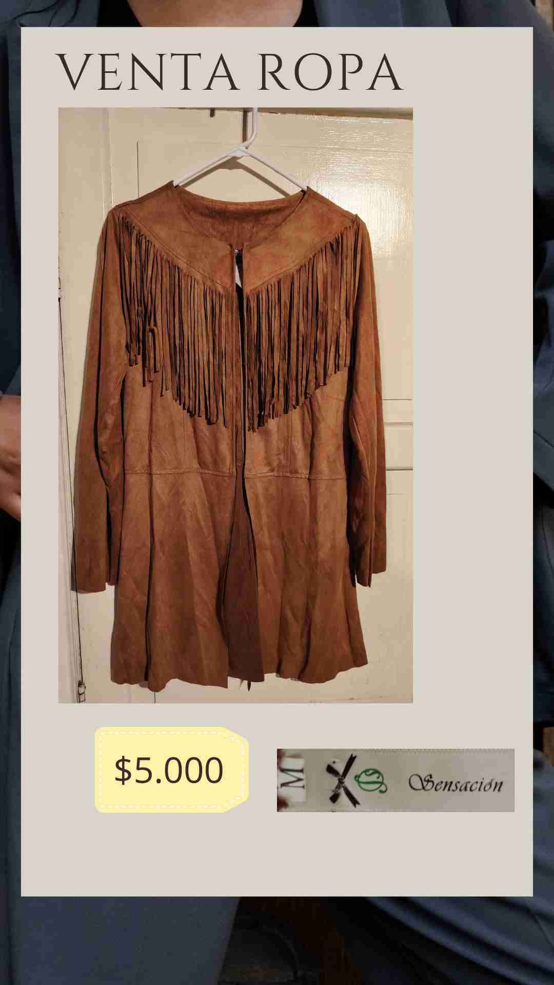 Chaqueta de flecos café