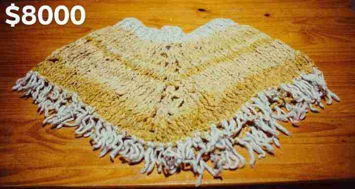 Poncho tejido lana natural