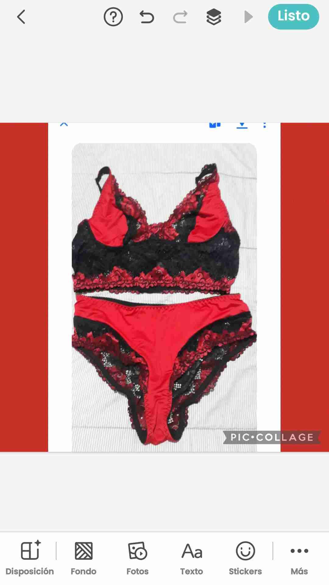 Conjunto lencería rojo y negro