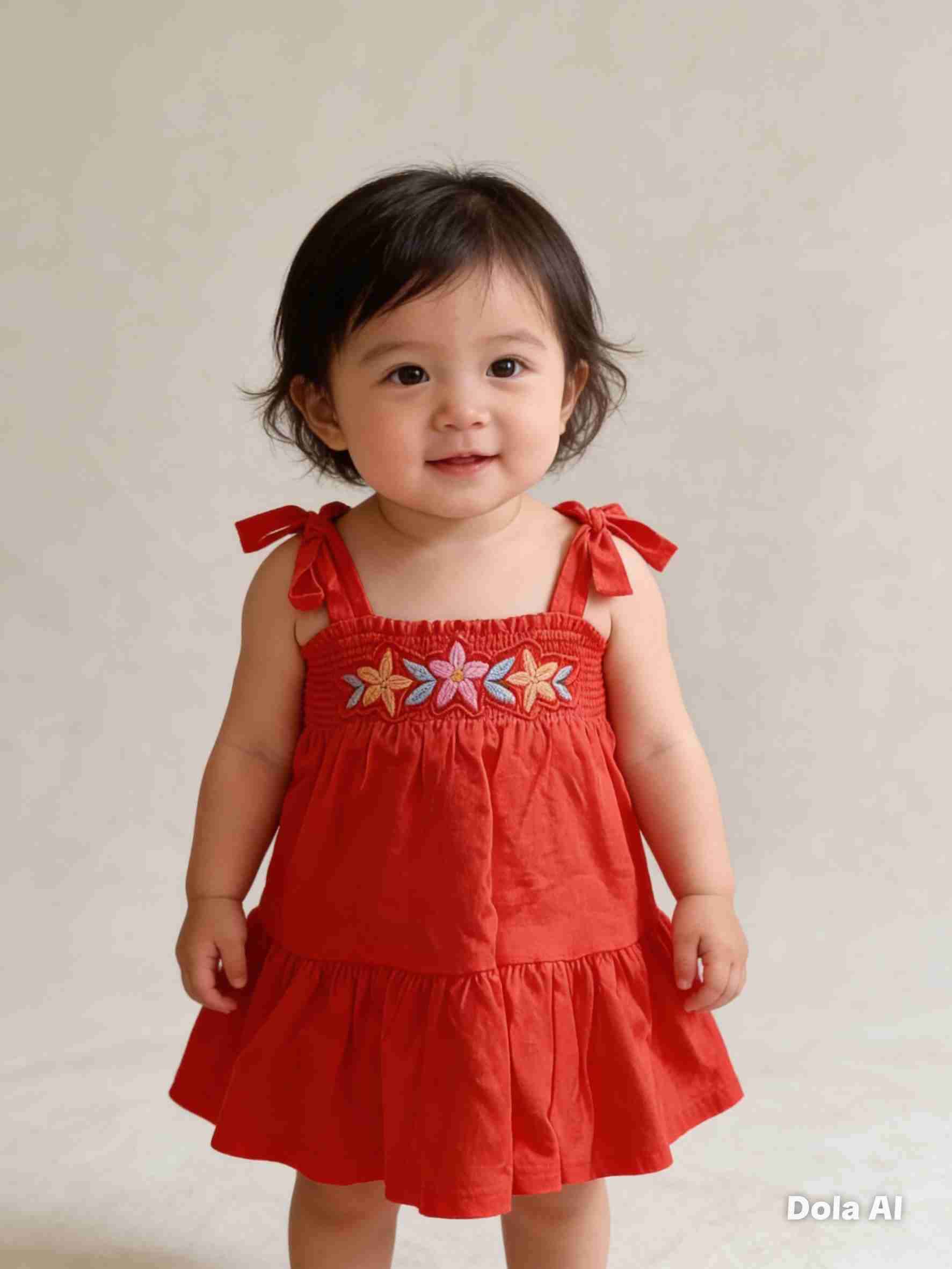 Vestido naranjo bordado floral - miniatura 2