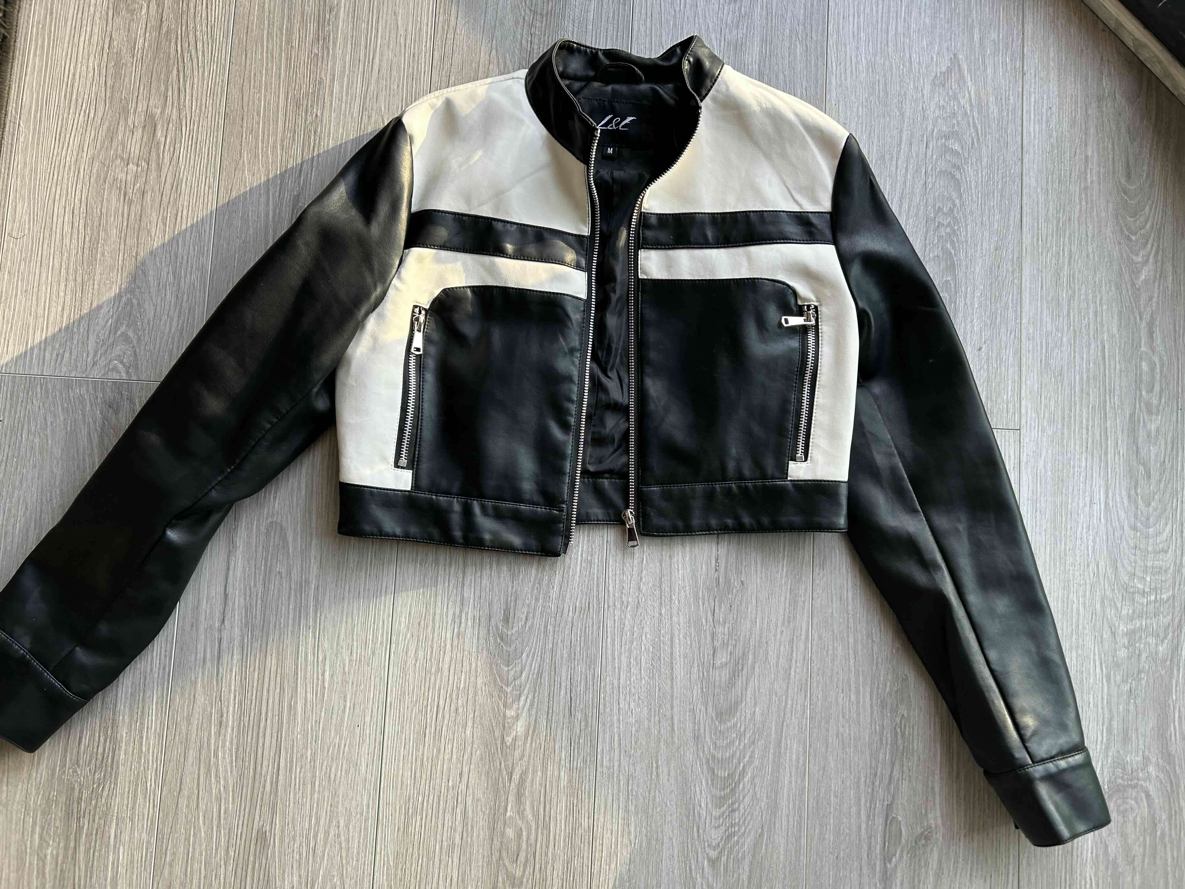 Chaqueta de cuero bicolor - 1