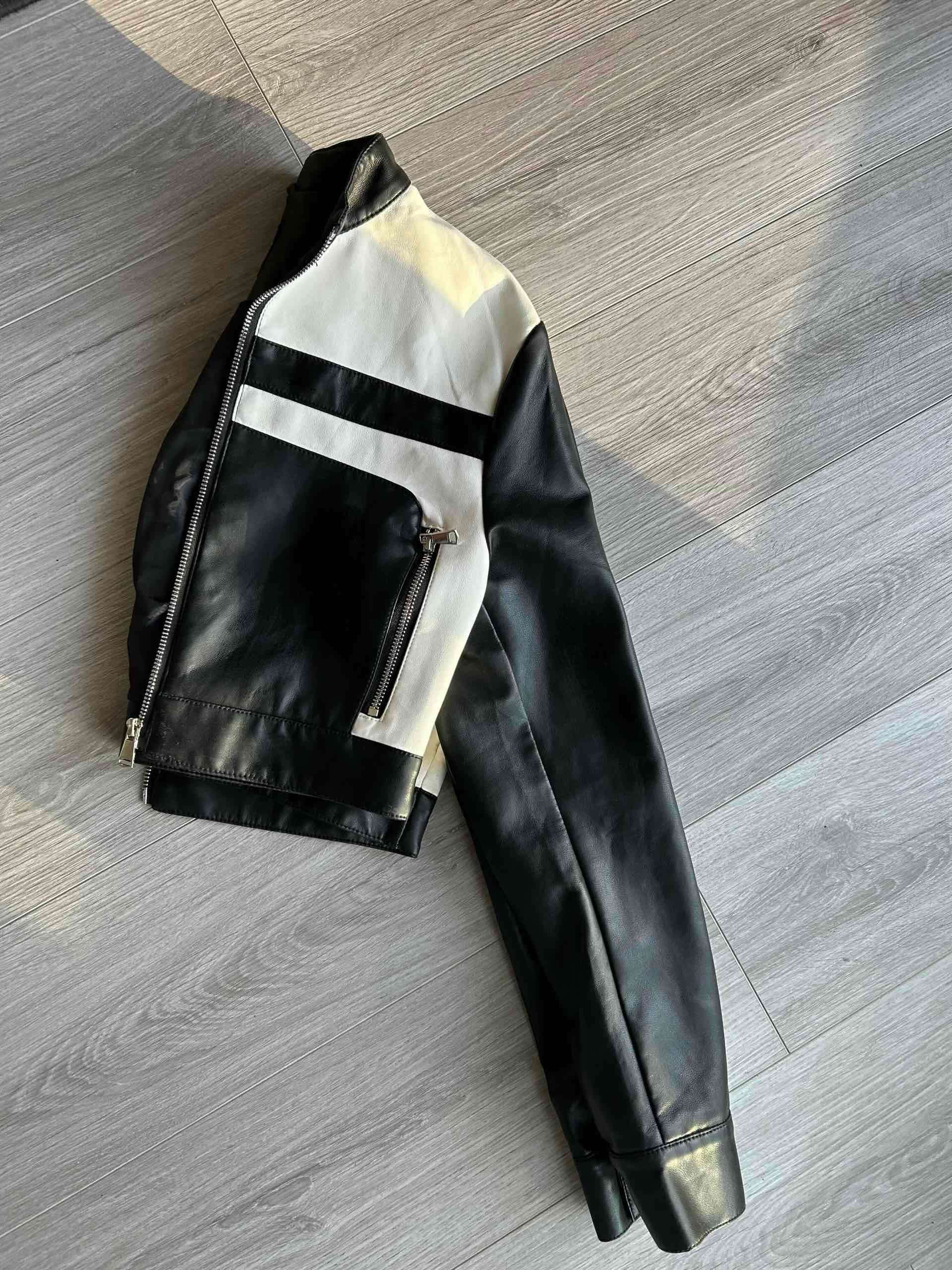 Chaqueta de cuero bicolor - 4