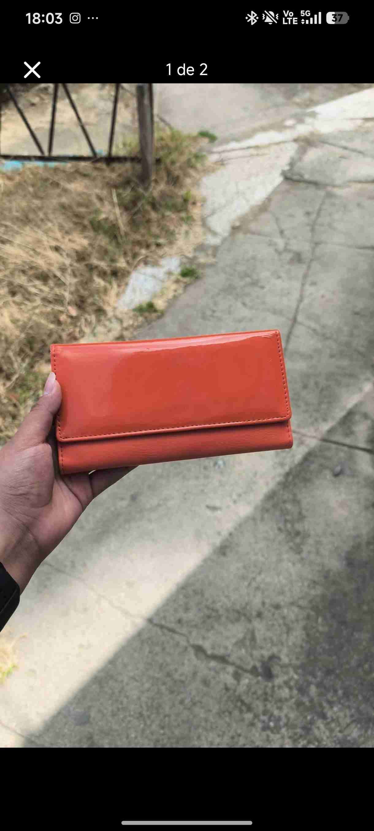 Cartera de cuero naranja - miniatura 1