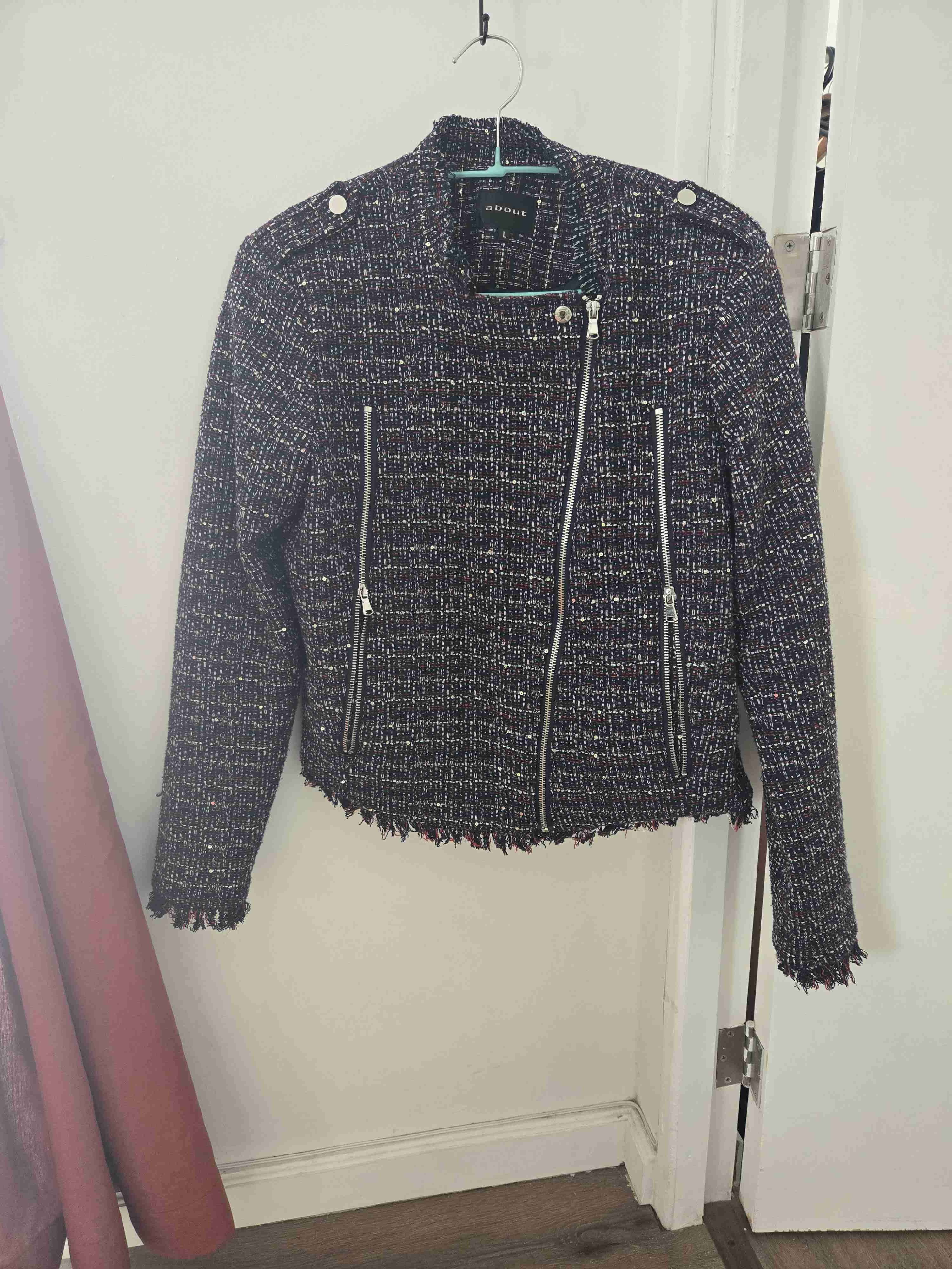 Chaqueta de tweed con cierres