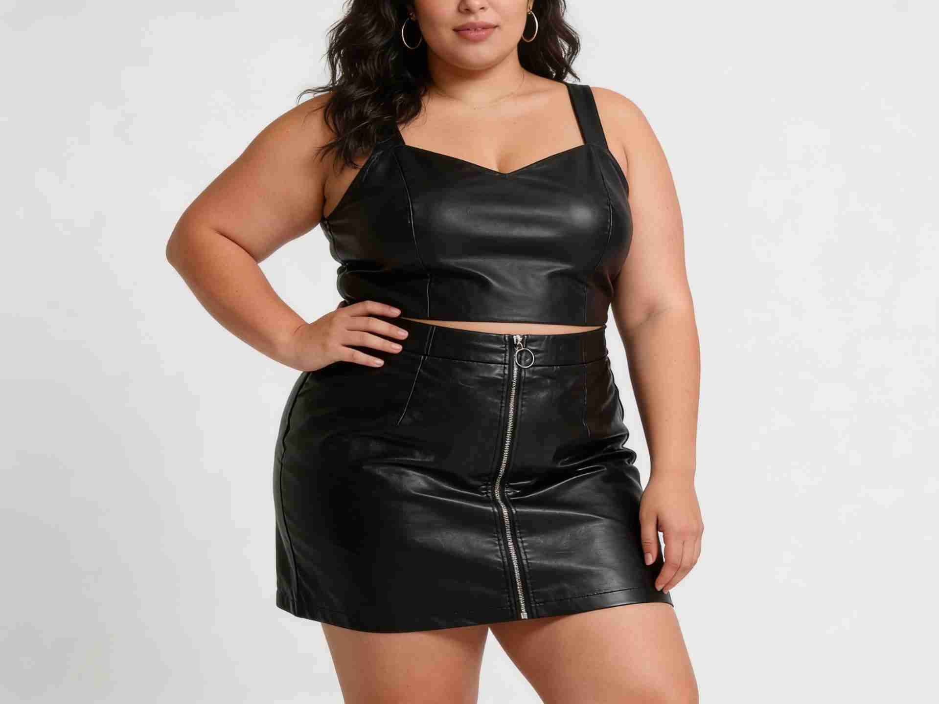 Falda negra Ecocuero con cierre - miniatura 3