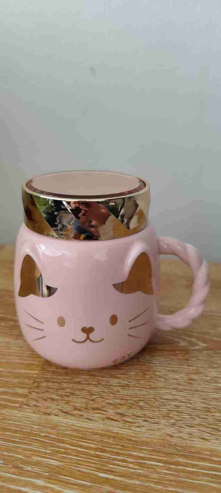 Taza cerámica gatito rosada