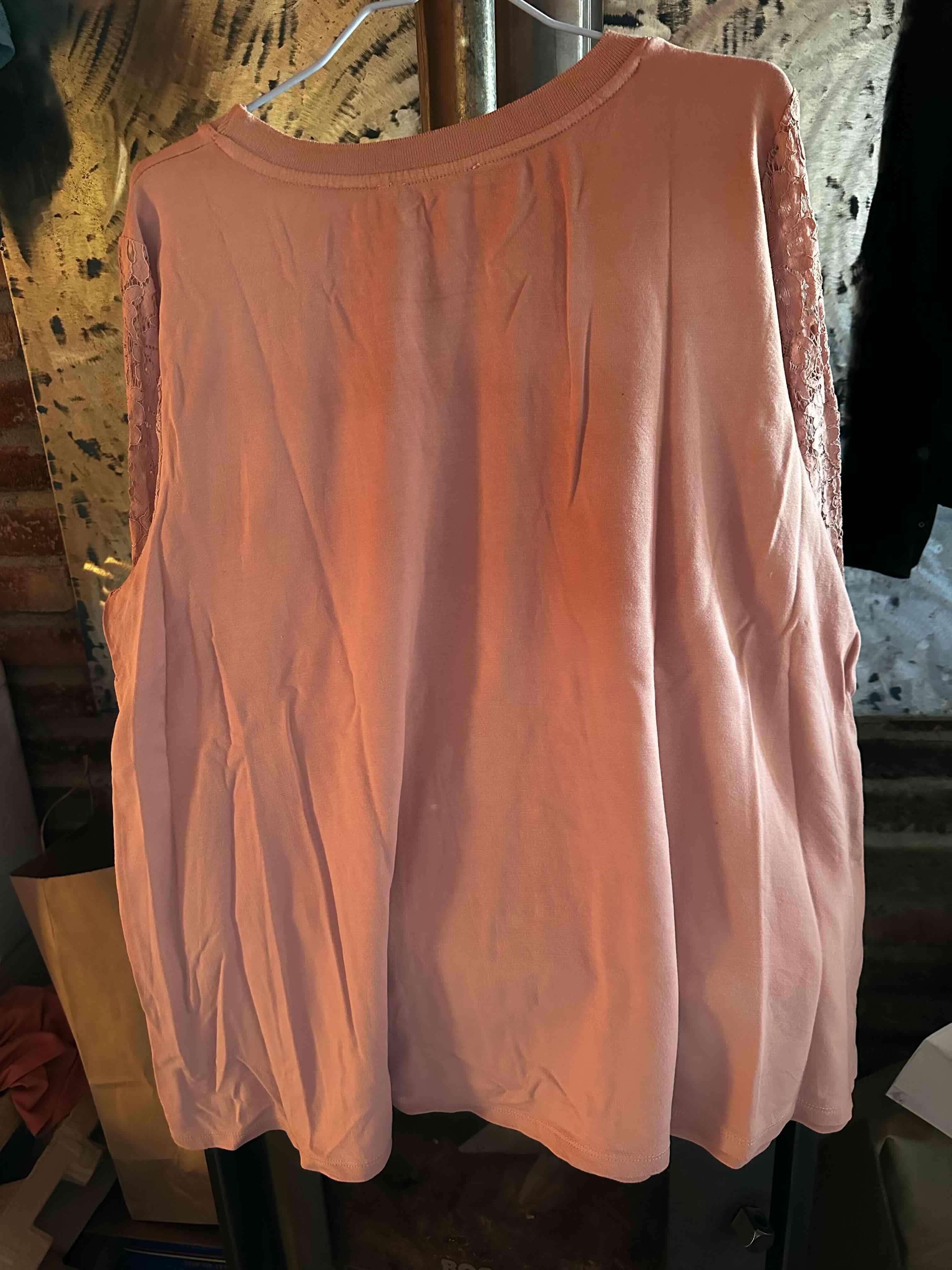 Poleron delgado rosa con mangas de encaje - 3