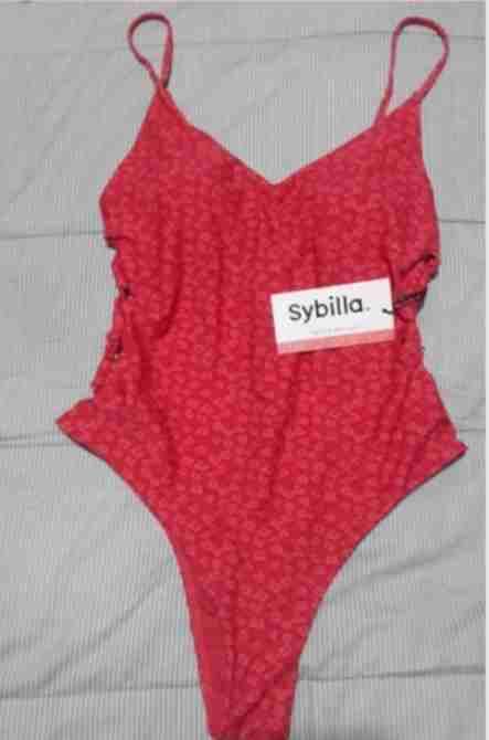 Traje de baño rojo estampado - miniatura 1