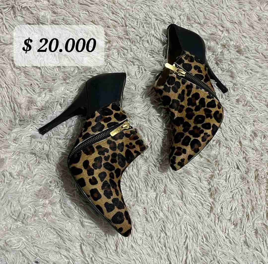 Botines tacón estampado leopardo - miniatura 1