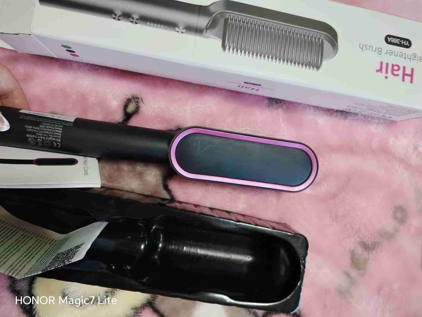 Cepillo alisador de cabello rosa - 1