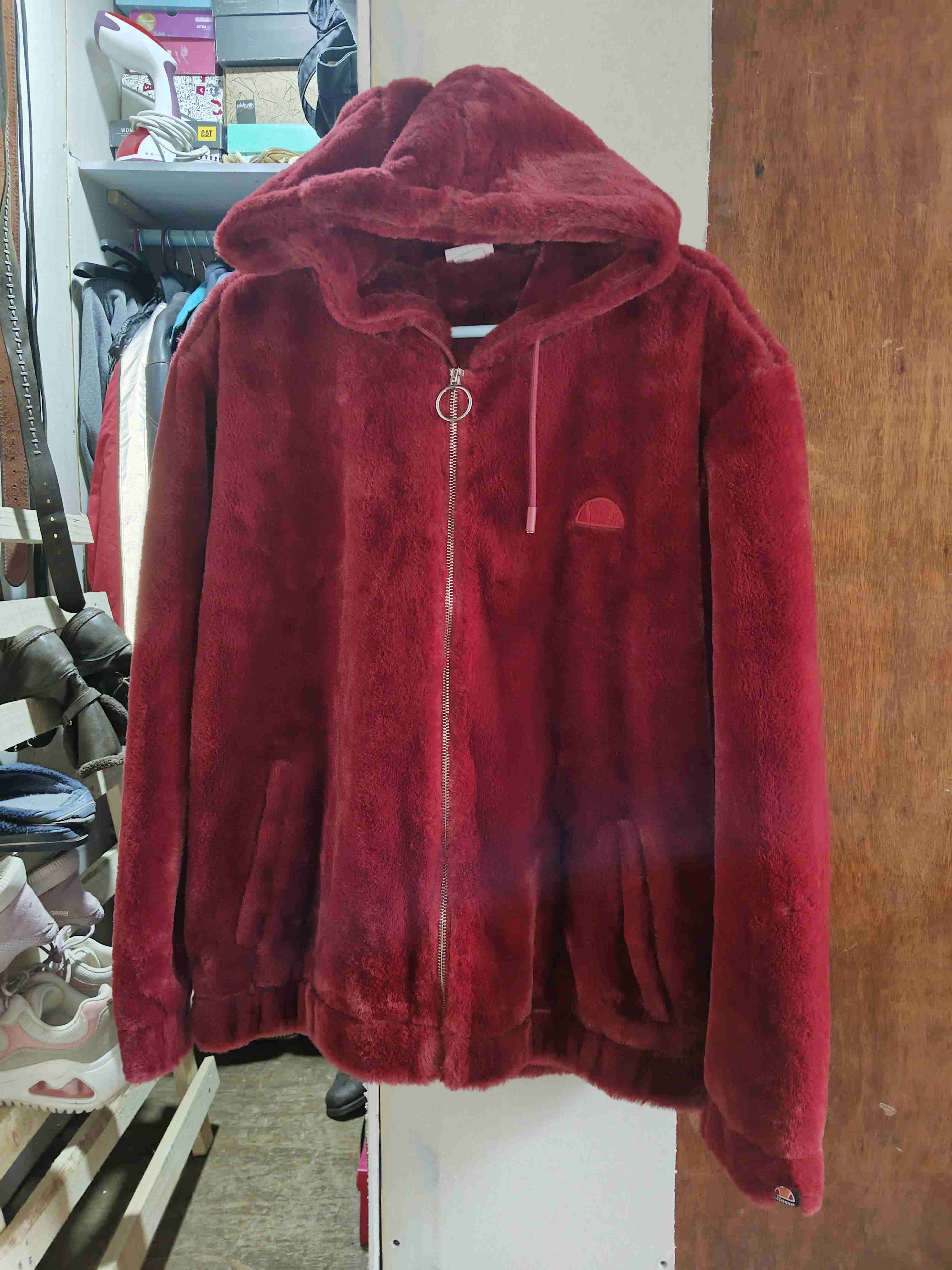 Chaqueta con capucha de felpa roja Ellesse. - miniatura 1