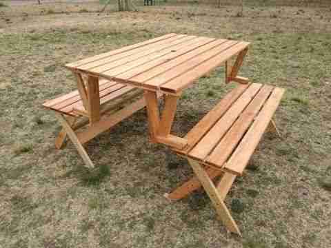Conjunto de mesa que se transforma banca de mader - 2