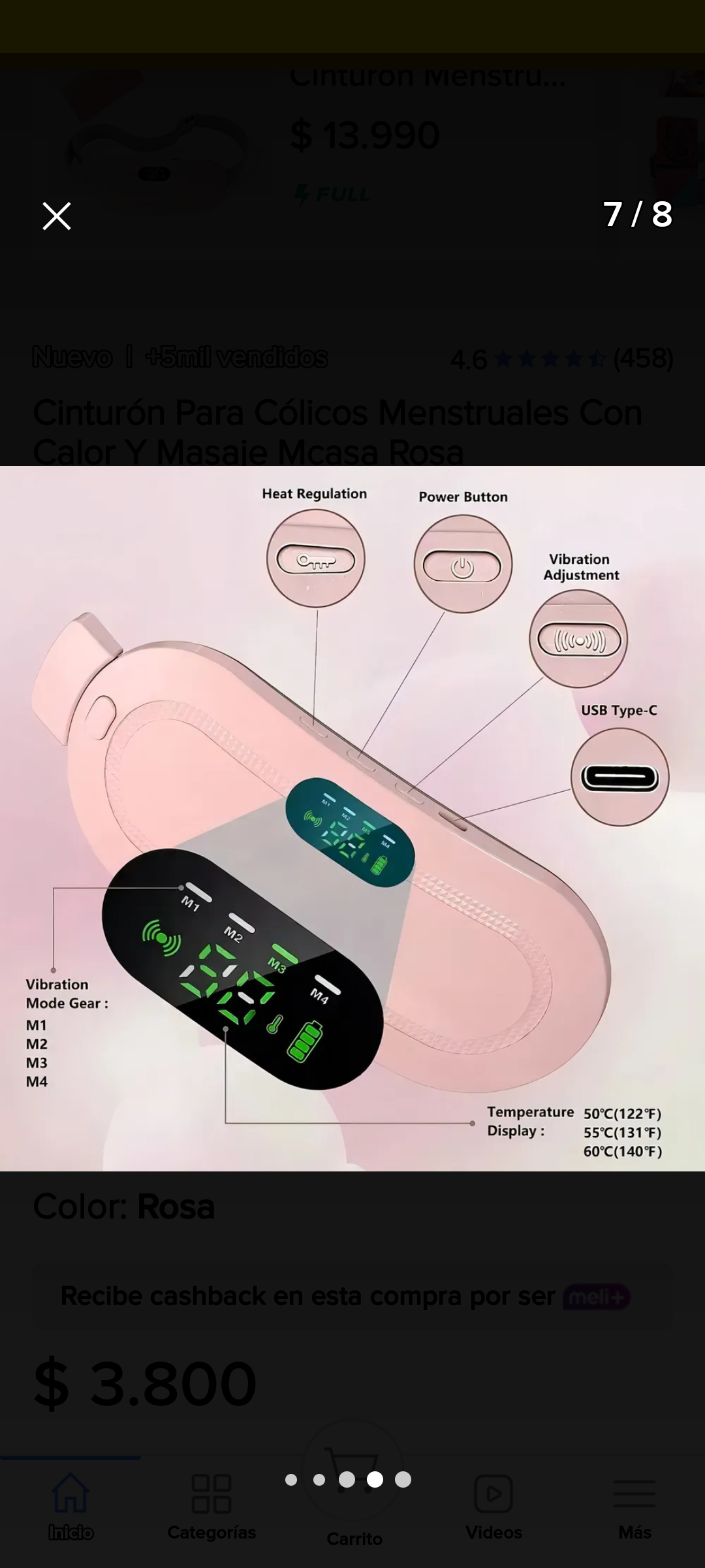 Calentador eléctrico portátil rosa - miniatura 2
