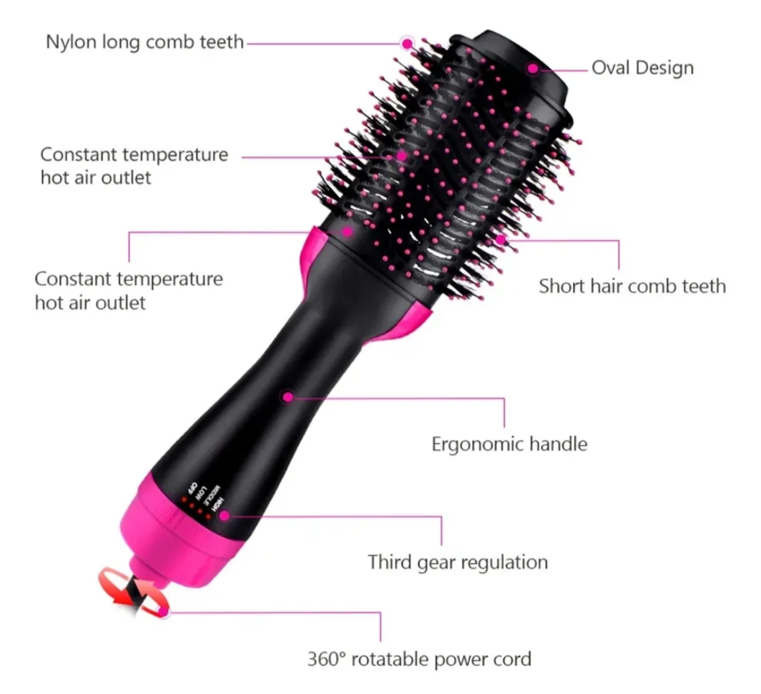 Cepillo secador de pelo negro y rosado - 1