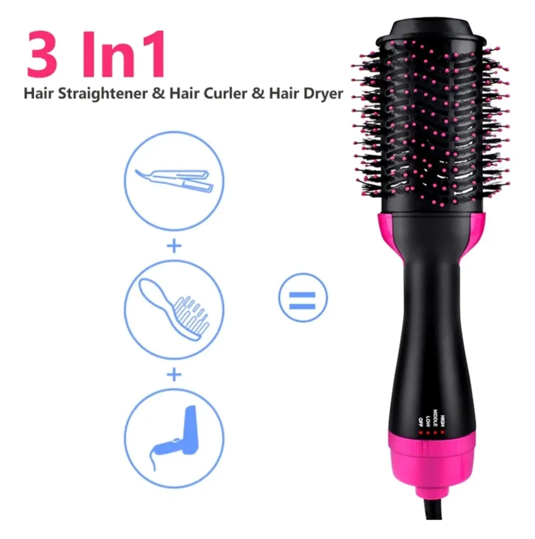 Cepillo secador de pelo negro y rosado - 4