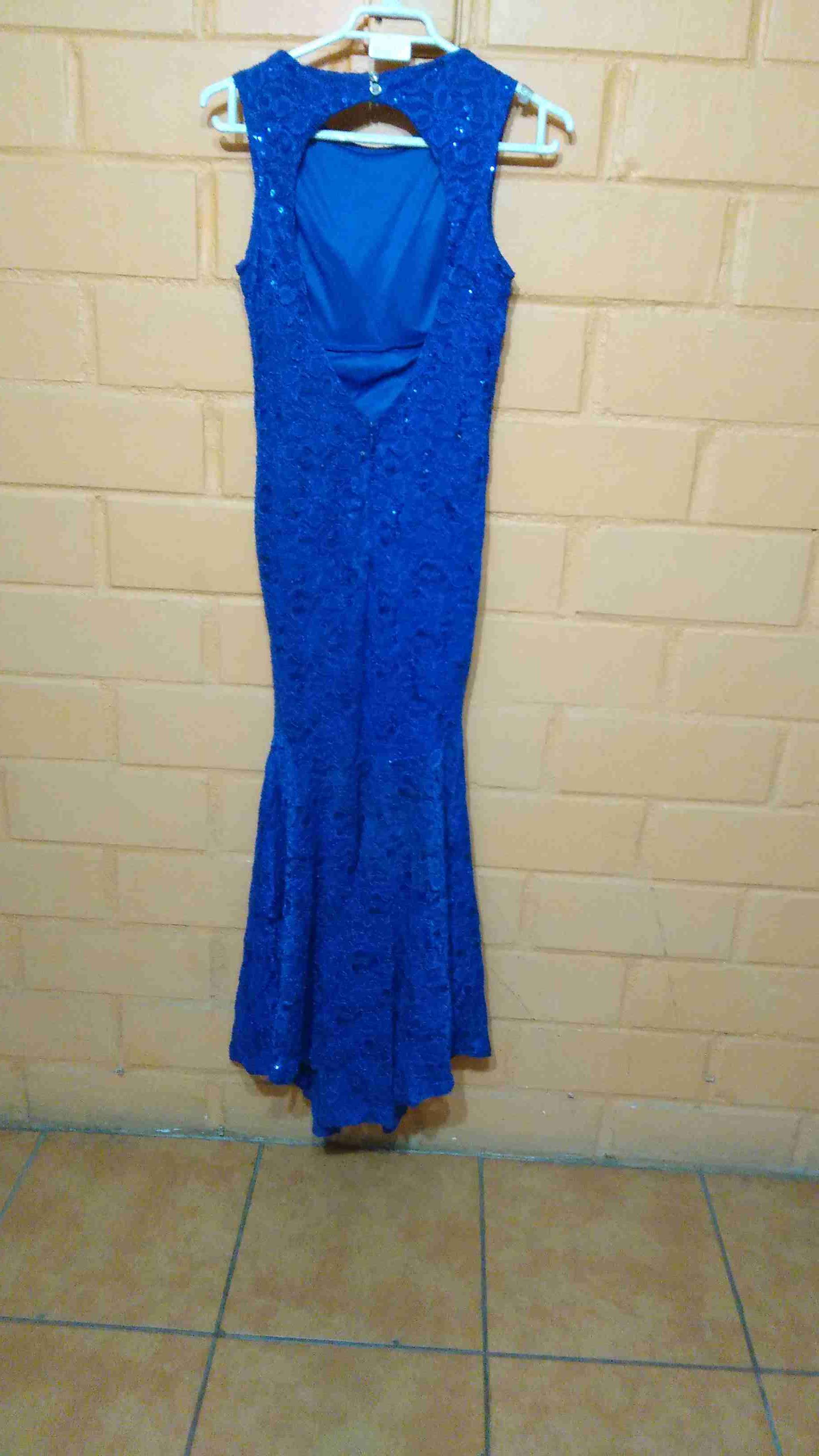 Vestido largo azul encaje - miniatura 3