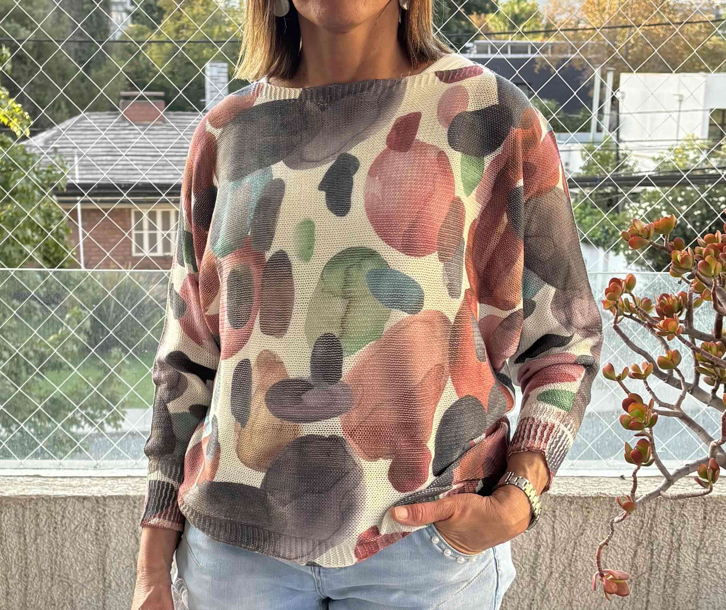 Suéter de hilo, con diseño abstracto