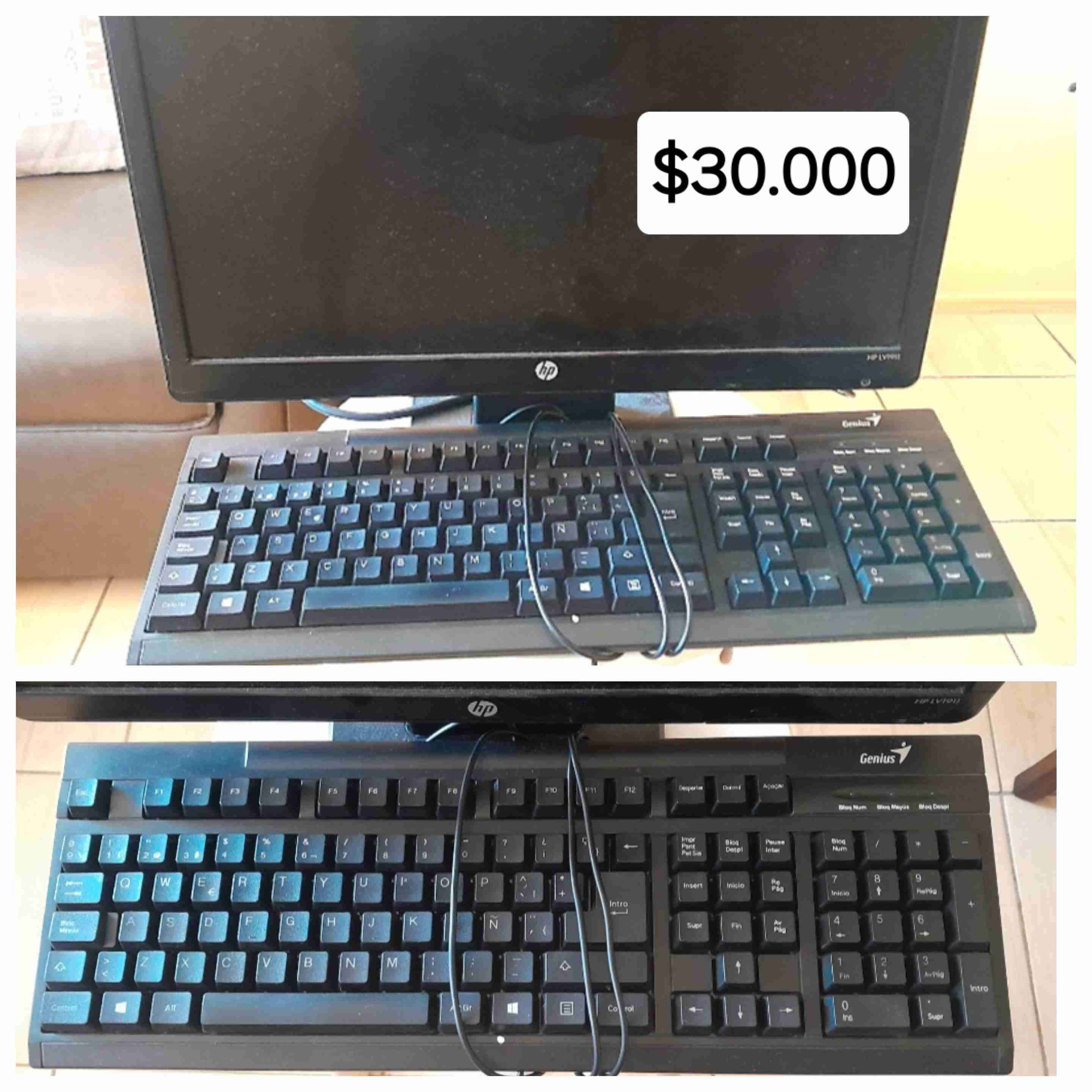 Monitor y teclado usados