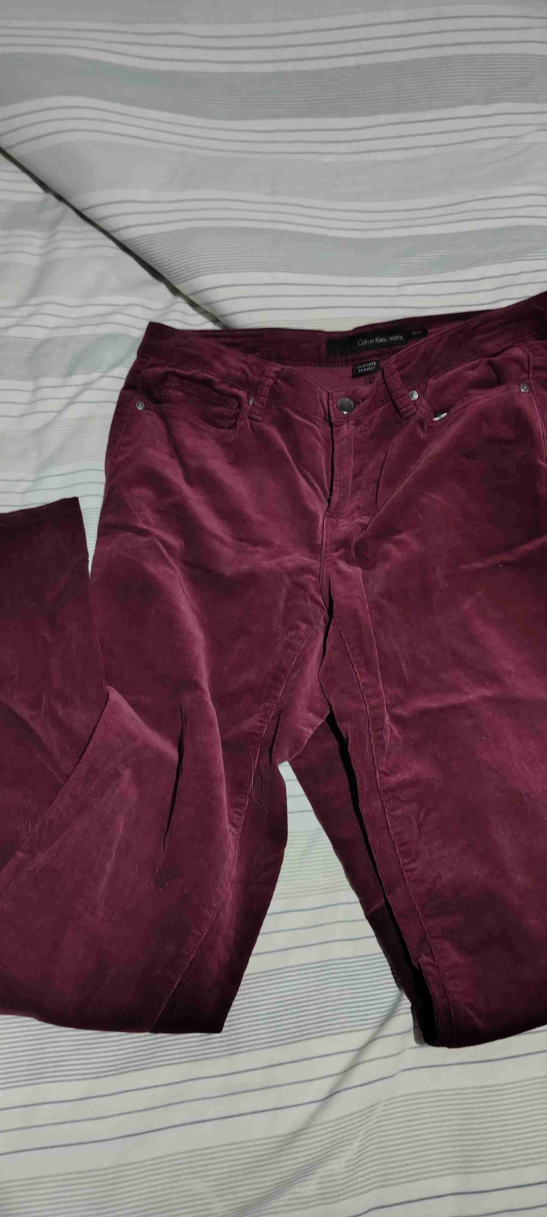 Pantalón burdeos de cotele - miniatura 1