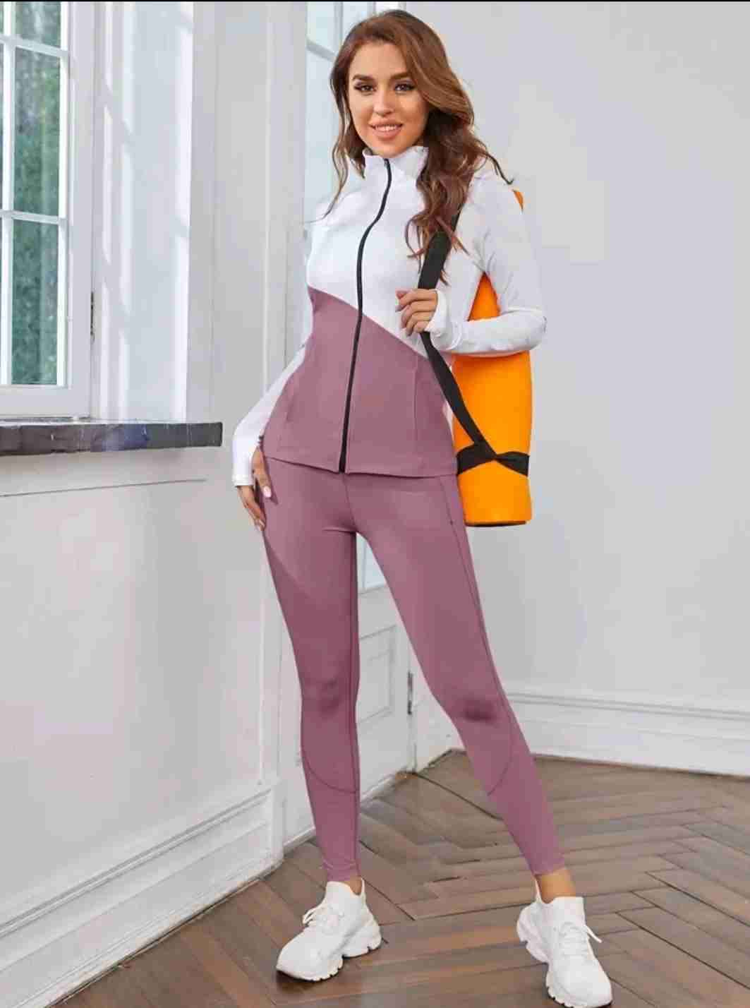 Conjunto deportivo mujer rosa malva y blanco - miniatura 1