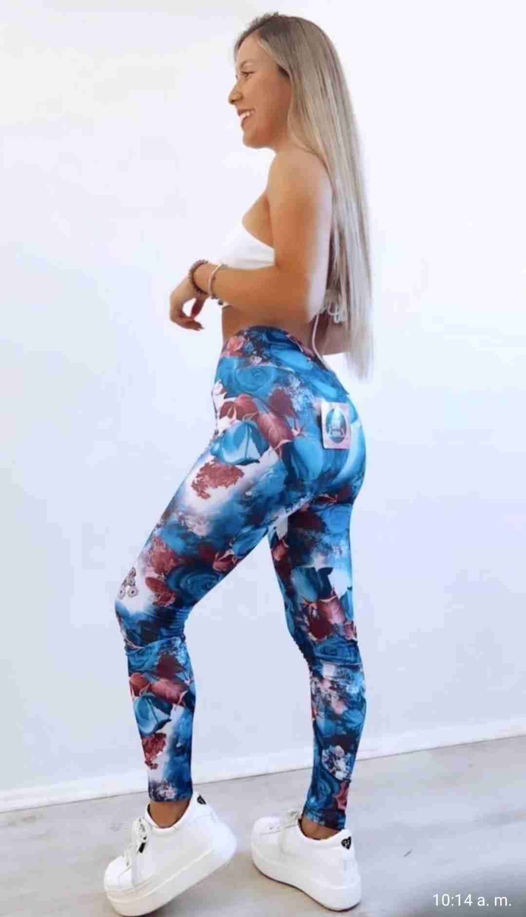 Leggings estampados azul y blanco