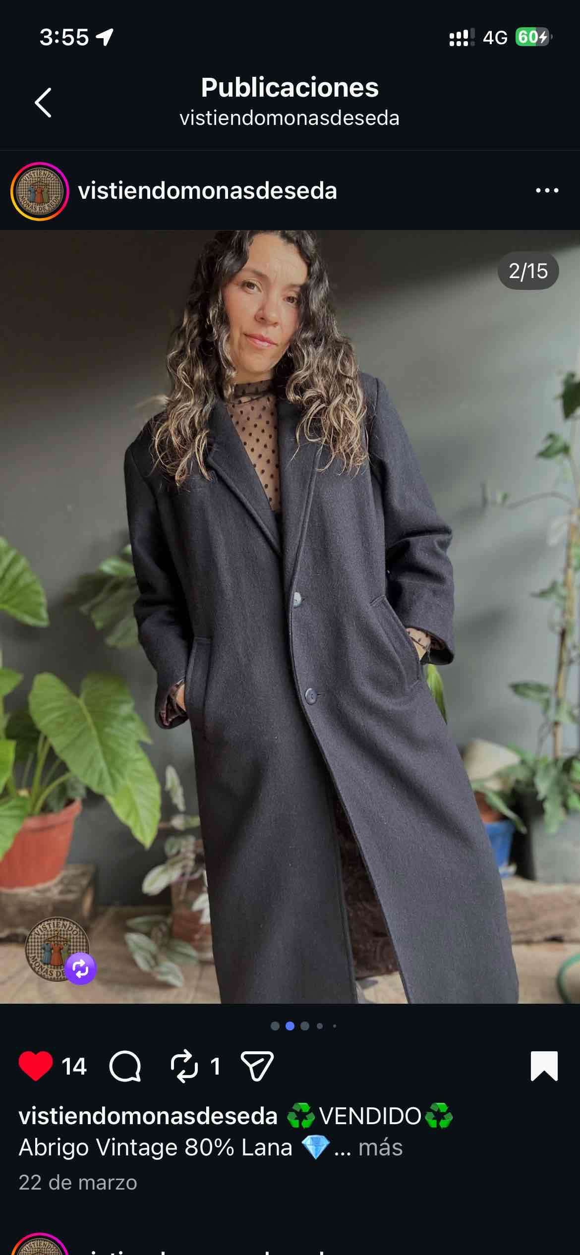 Abrigo negro de lana - miniatura 2