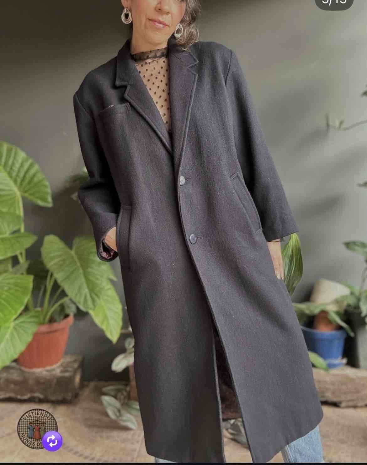 Abrigo negro de lana - miniatura 4