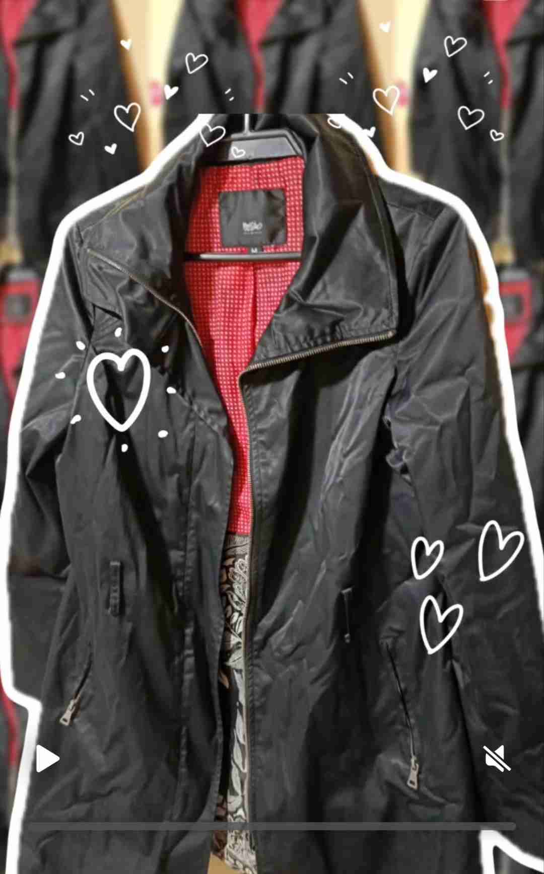 Chaqueta negra con forro rojo talla M - miniatura 1