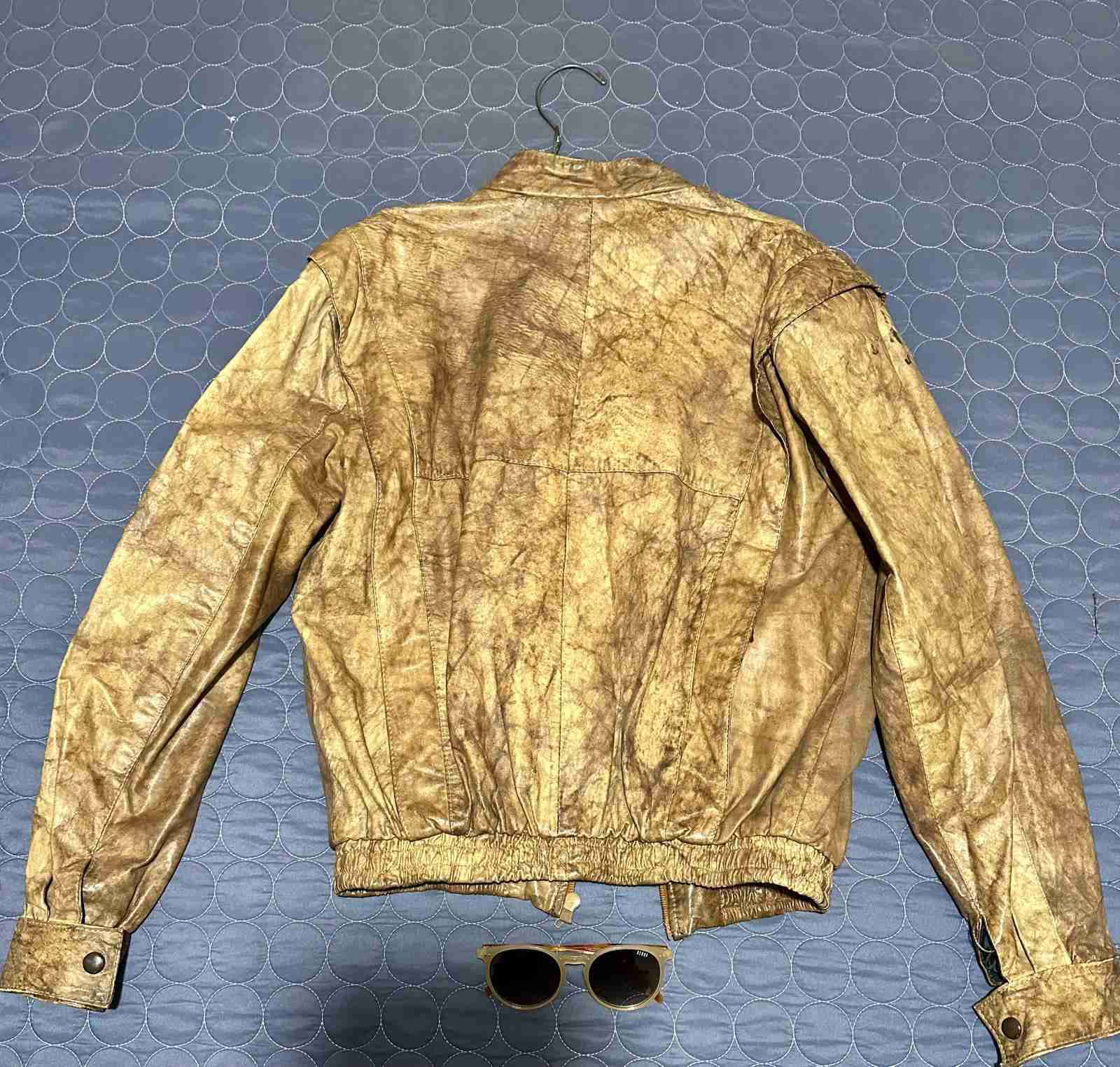 Chaqueta de cuero marrón vintage - miniatura 1