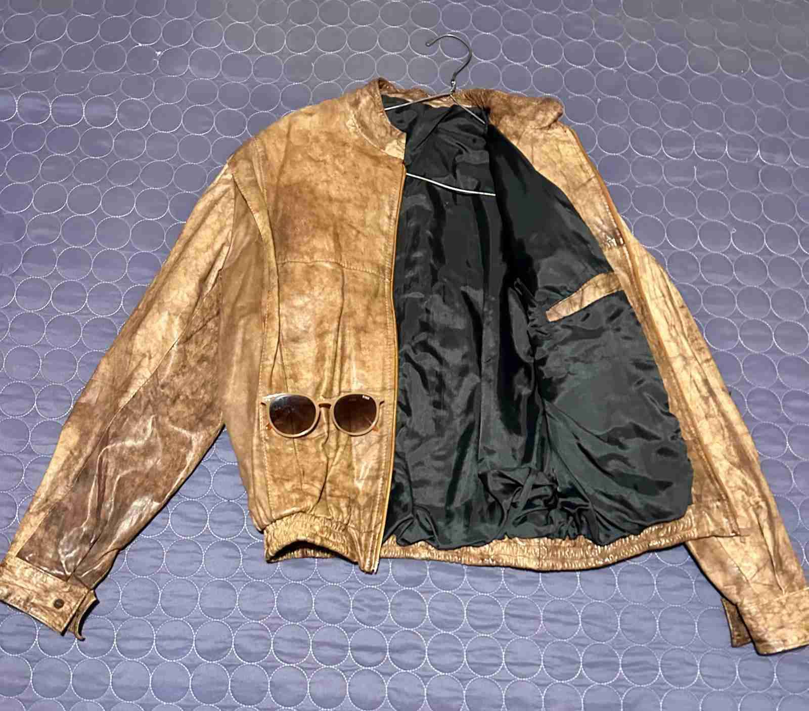 Chaqueta de cuero marrón vintage - miniatura 2