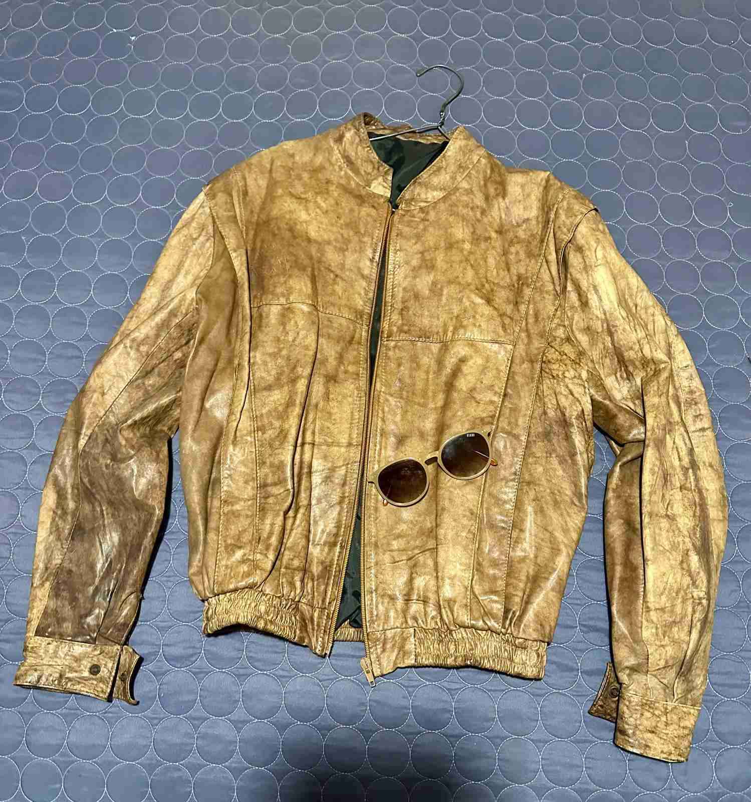 Chaqueta de cuero marrón vintage - miniatura 3
