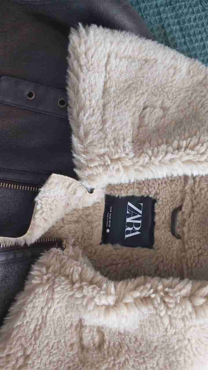 Chaqueta de cuero marrón con forro - miniatura 3