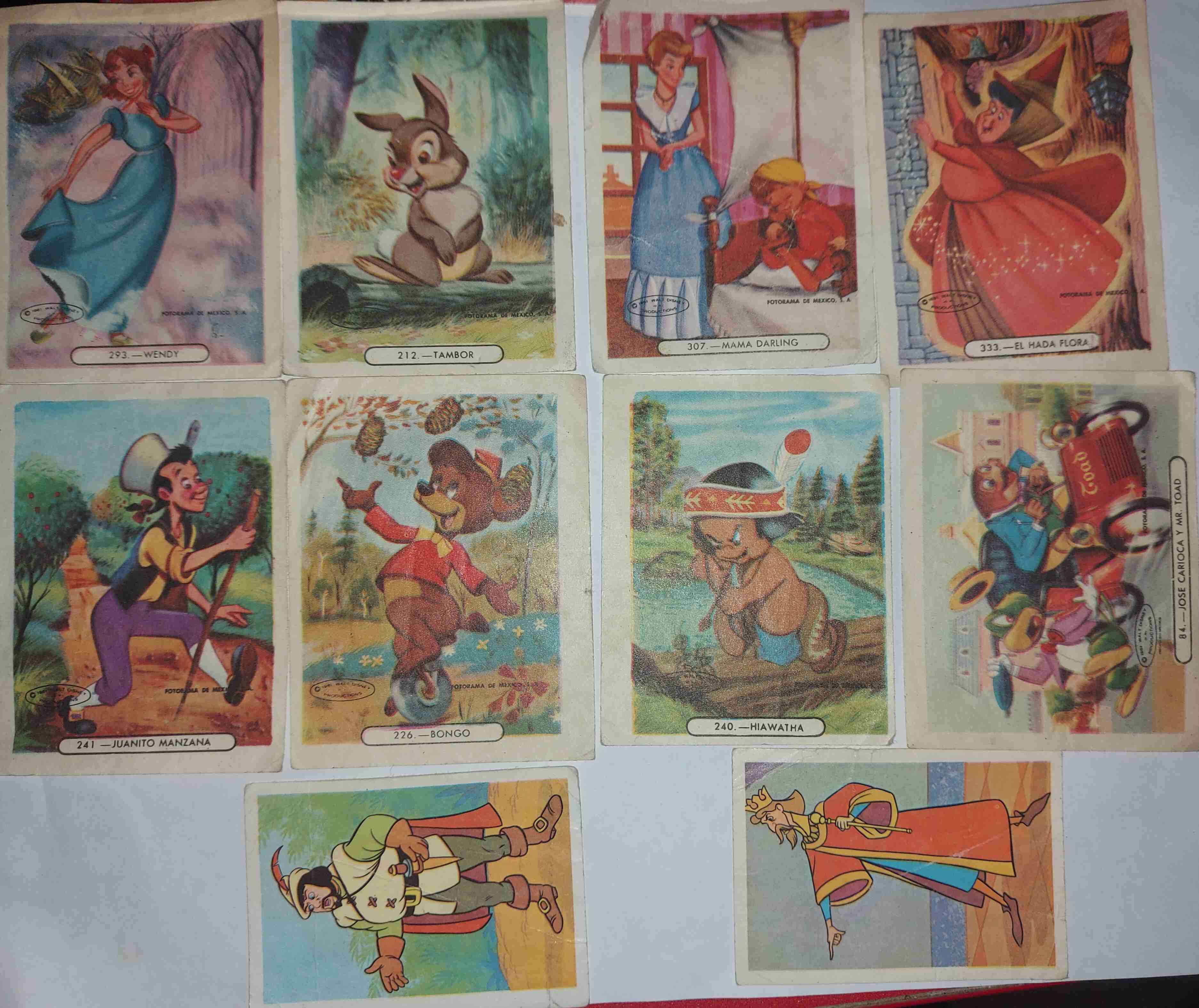 Tarjetas coleccionables antiguas Disney