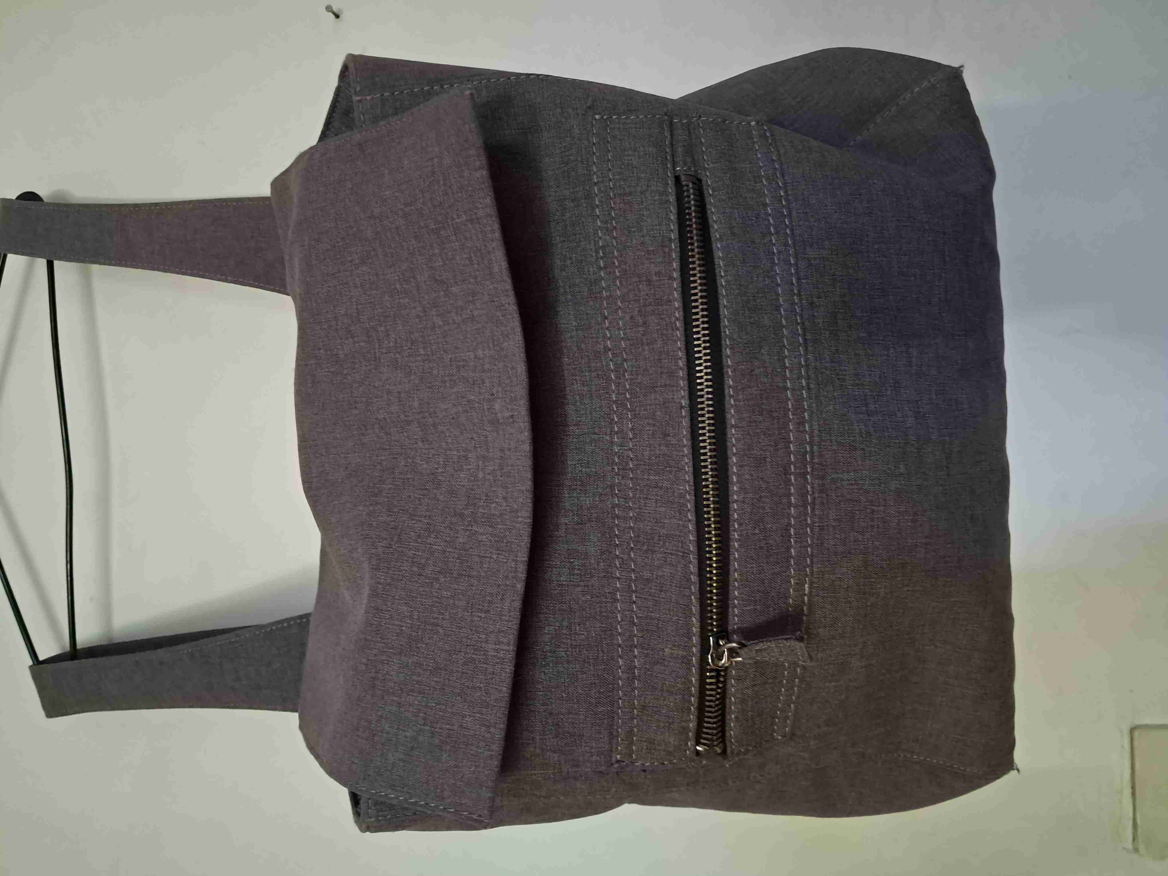 Bolso de tela gris con cierre - miniatura 1