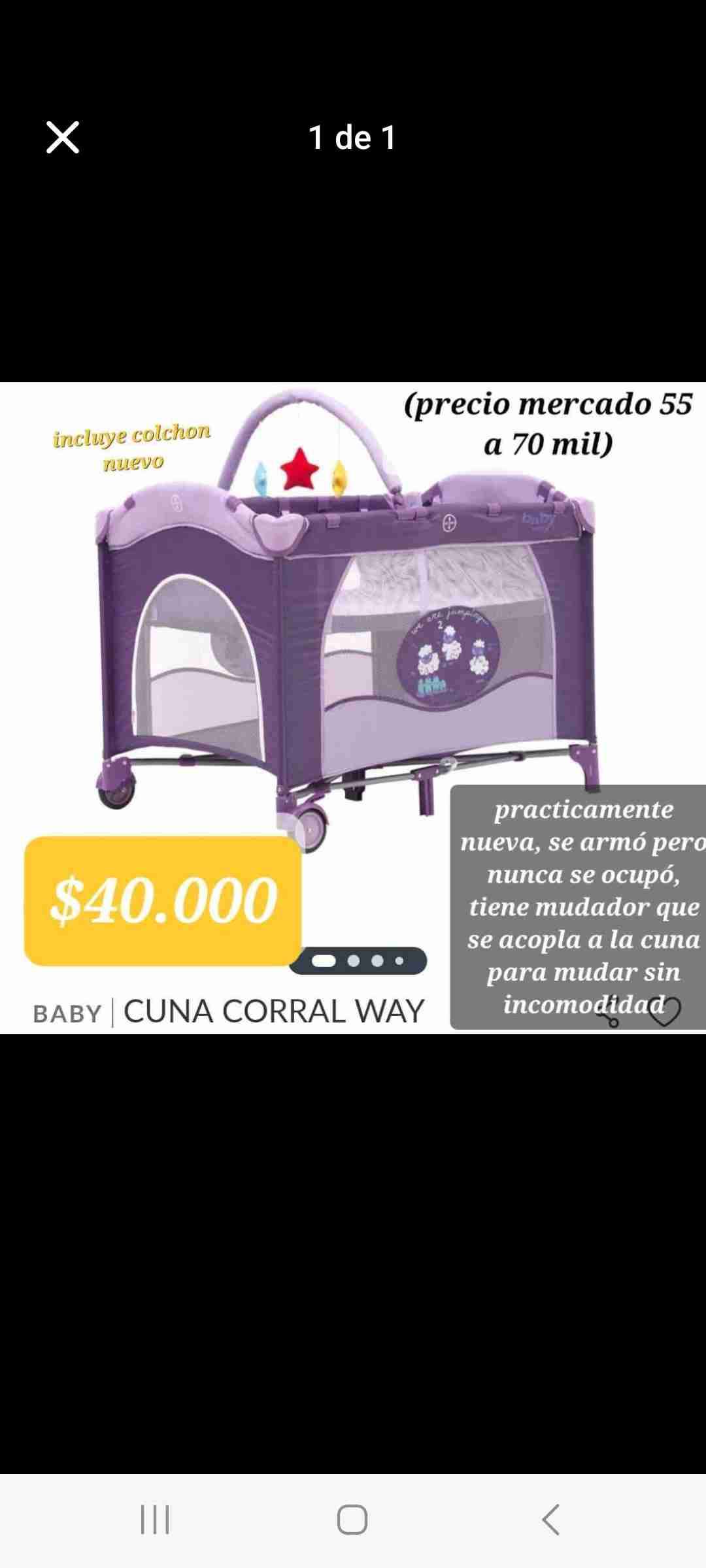 Cuna corral lila con mudador - miniatura 1