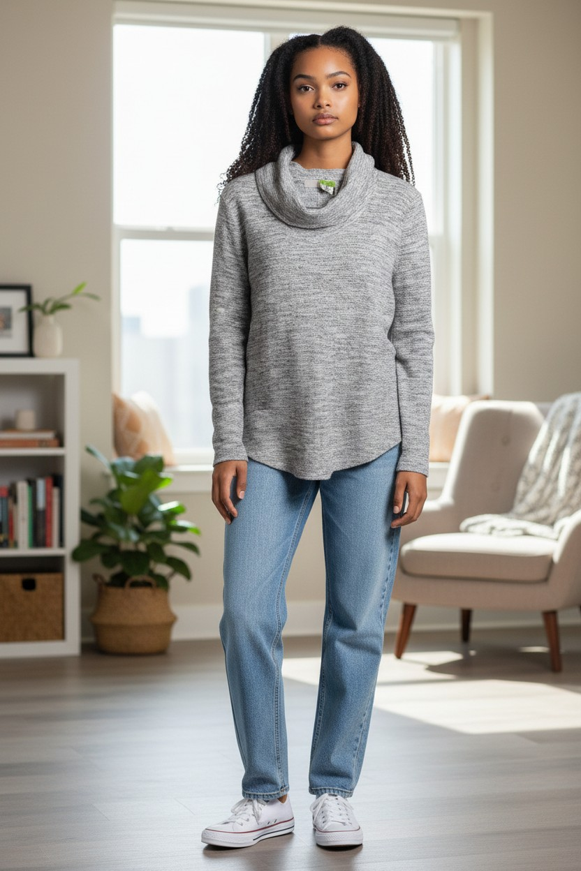 Suéter gris cuello alto - miniatura 1